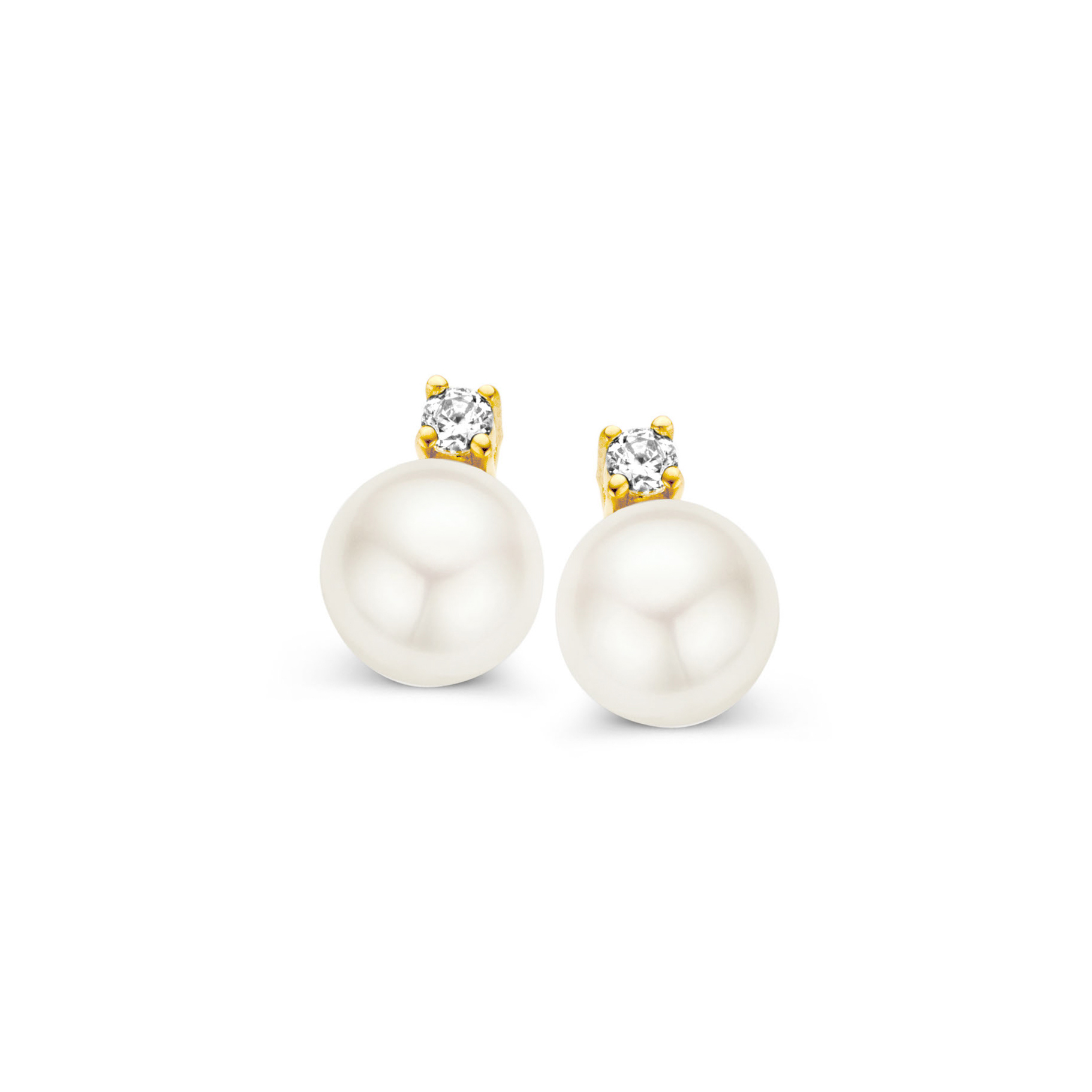 Oorbellen 18kt geel goud met zoetwaterparel