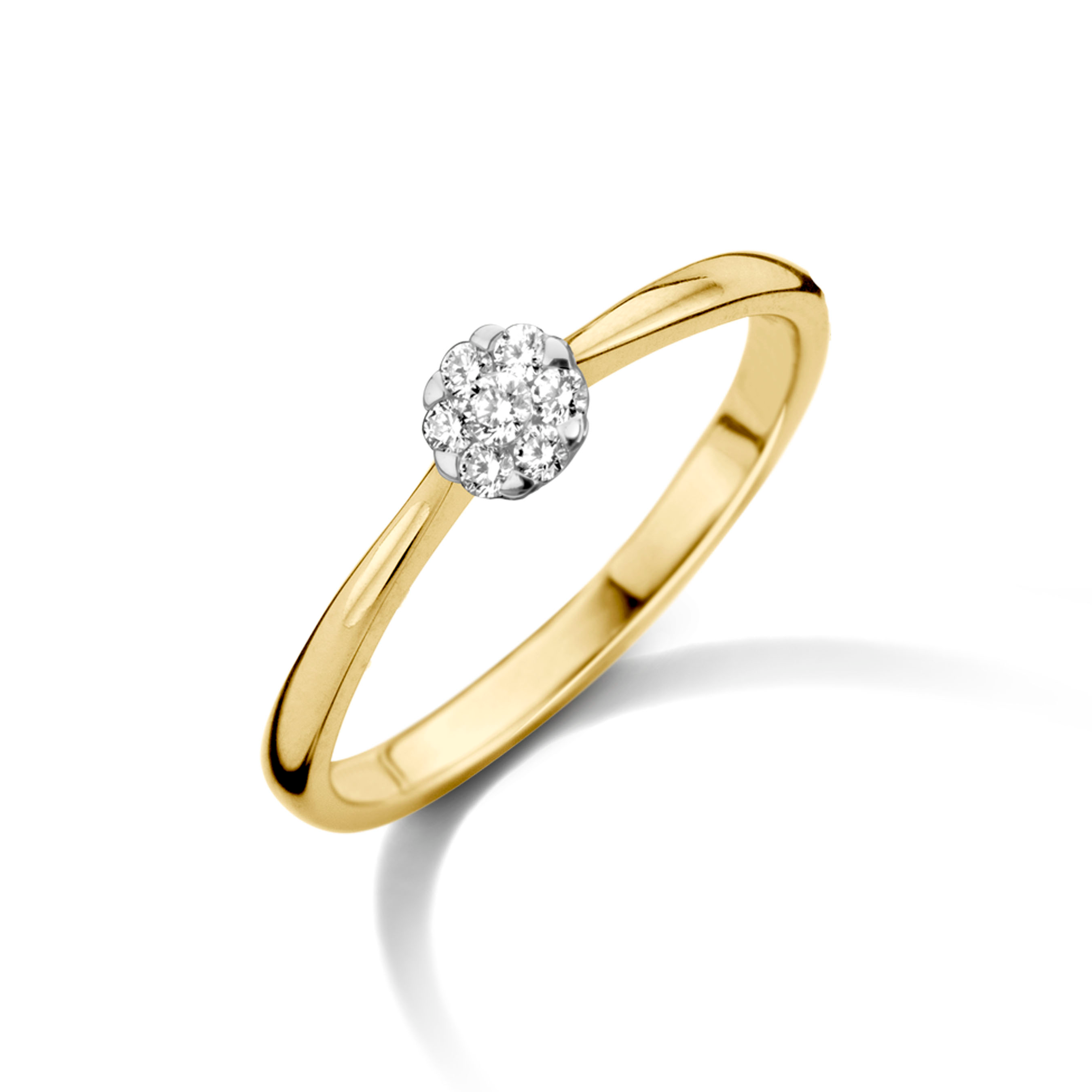 Verlovingsring 18 karaat geel en wit goud met 0.17 ct natuurlijke briljant gezet uit de collectie Dulci Nea