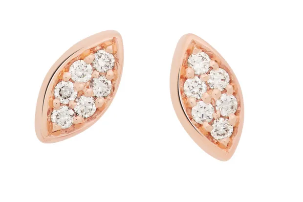 Een paar 18 krt rosegouden oorstekers van Bron met diamant briljant met totaal 0.10 crt 