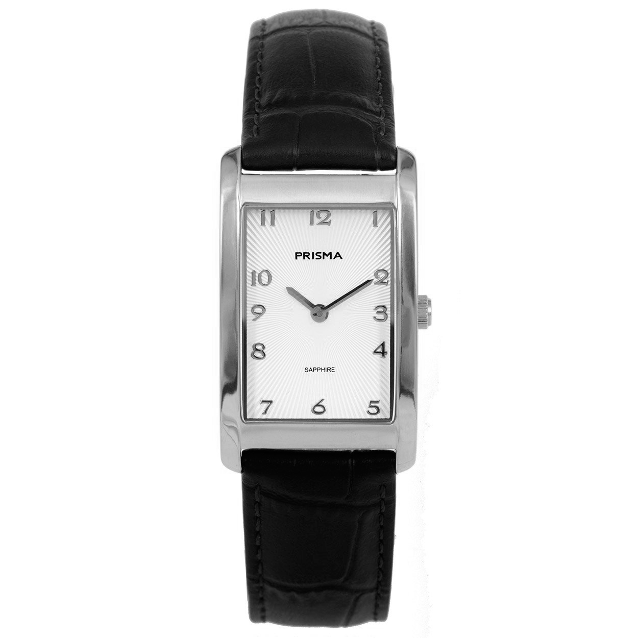 Prisma horloge P1965 dames titanium saffierglas 5 ATM 

Algemeen
Geslacht: dames
Model: P.1965

Voordelen
- band echt leer zwart (zwart kleurig stiksel)
- wijzerplaat zilver met zilvere cijfers (arabisch)
- kast geschikt voor mensen met eenallergie
- draagcomfort door licht gewicht
- glas is zeer krasvast
- ook voor brede pols (max. 219,5 mm)
- rechthoek design
- quartz
- maat kast 23mm (breedte) 7,6mm (dikte)

