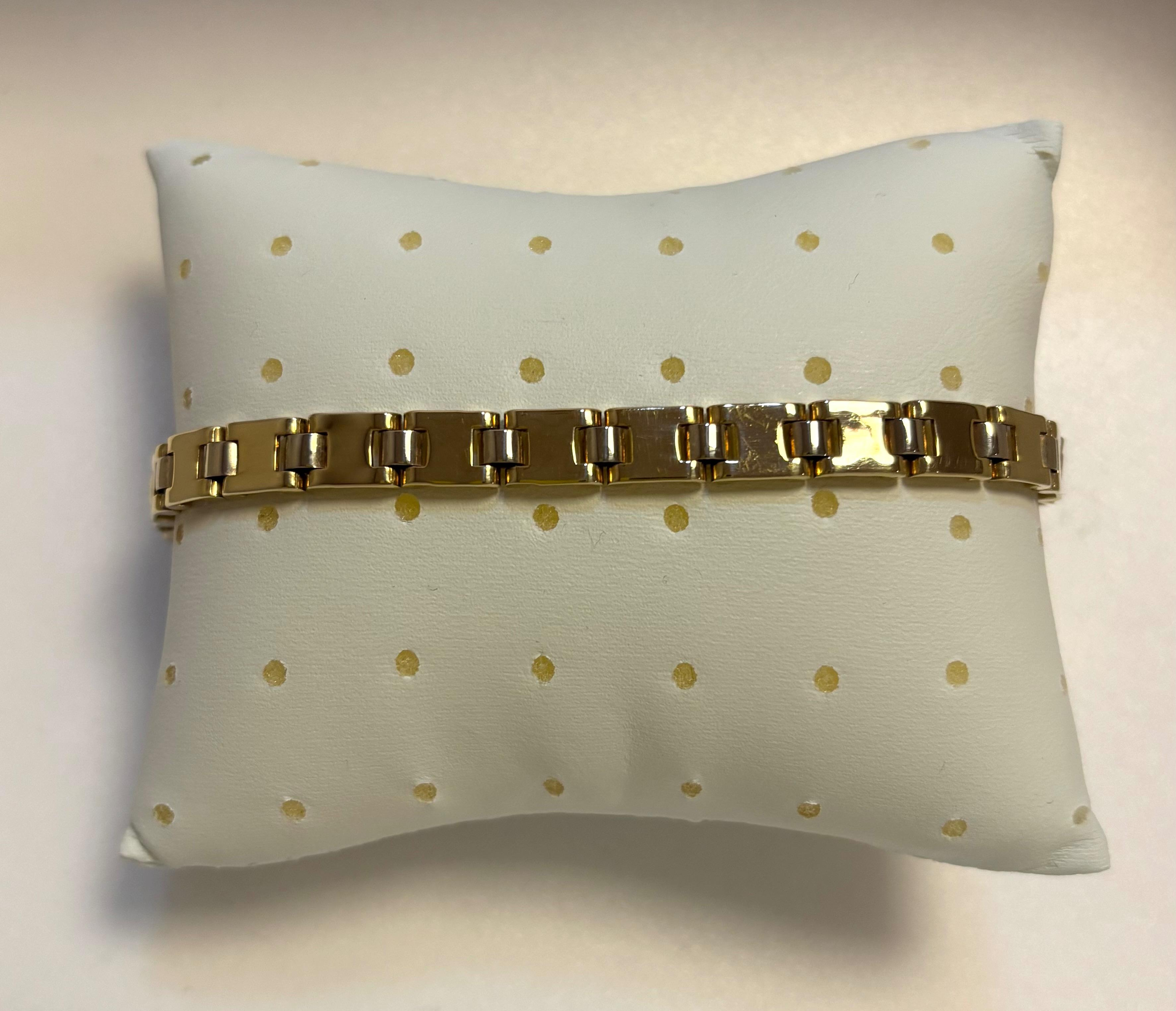 Gouden bicolor armband met baksluiting en veiligheidsachtje 
