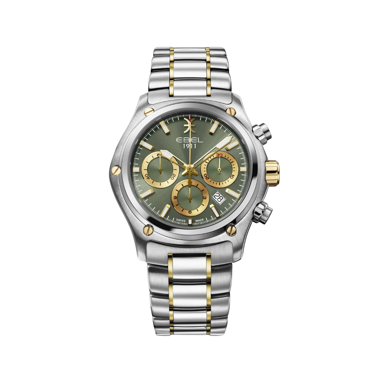 De EBEL 1911 Horloge model 1216681 is een verfijnd automatisch polshorloge met groene wijzerplaat, zilverkleurige kast en stalen band. Uitgerust met een datumaanduiding, chronograaf, saffierglas, en waterbestendig tot 10 ATM. Beste te dragen bij formele en zakelijke gelegenheden voor een tijdloze en elegante uitstraling. Uitgevoerd in Zwitserse precisie.