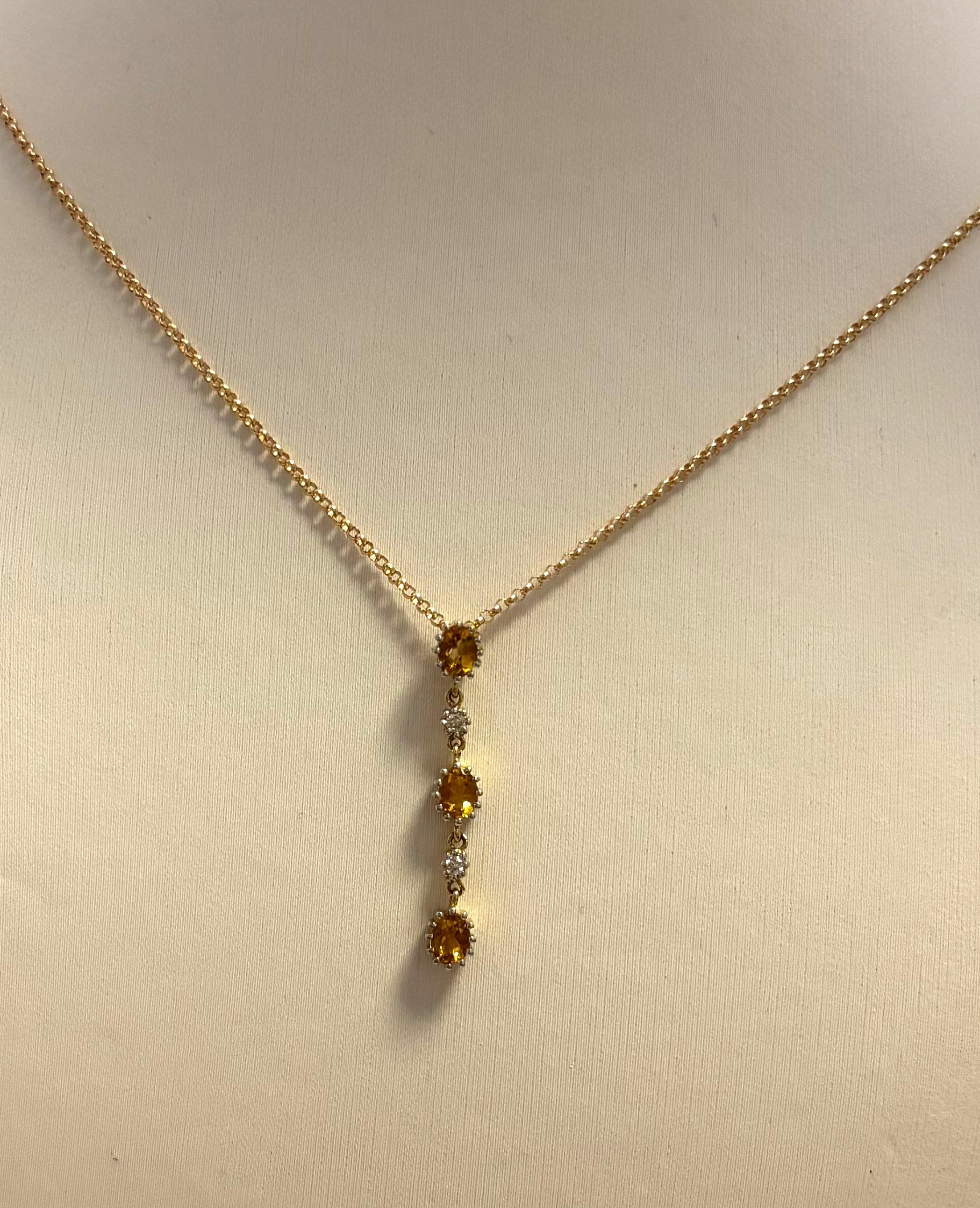 Gouden jasseron collier met hanger van citrien