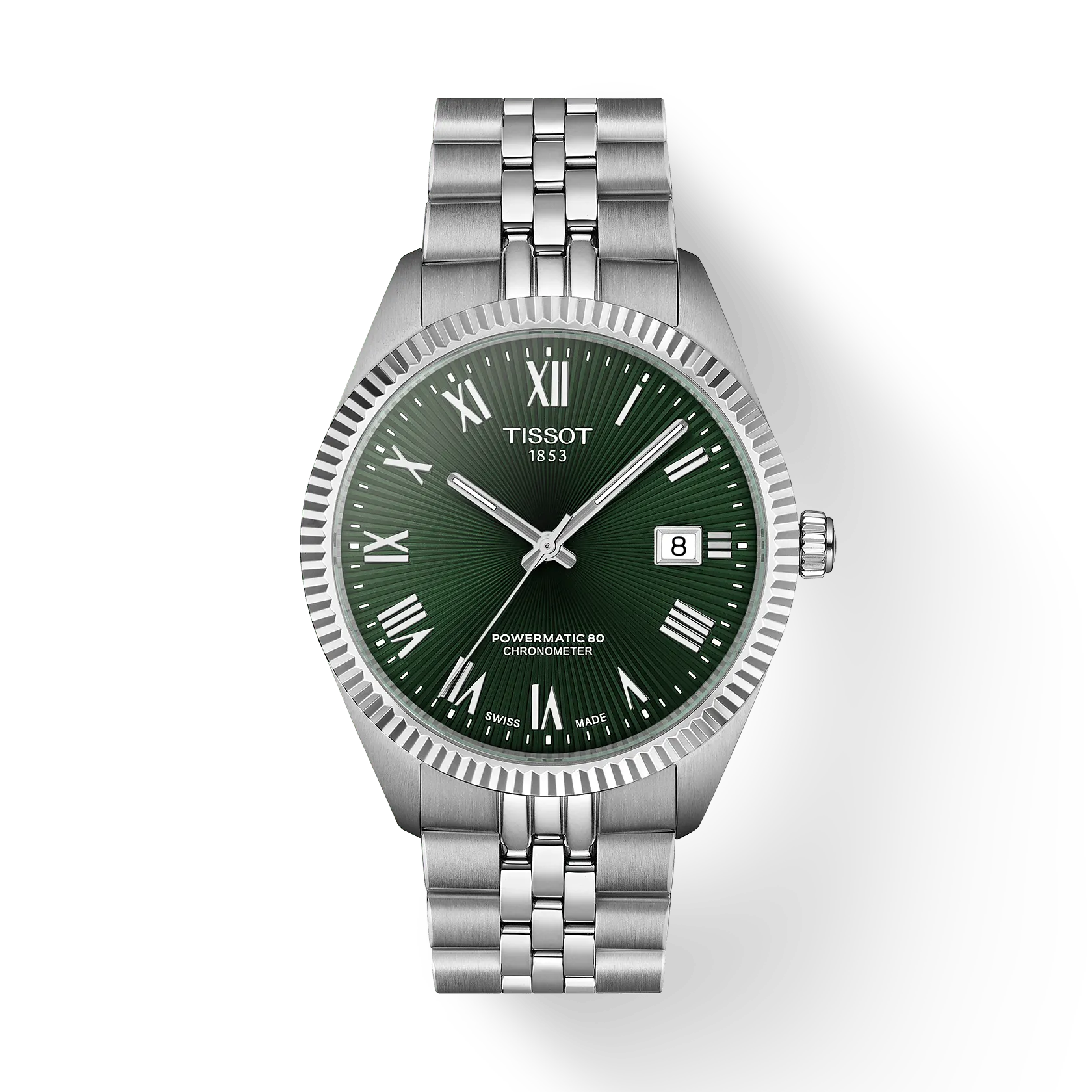 Een polshorloge van Tissot model Ballade met Powermatic 80 uurwerk en groene wijzerplaat