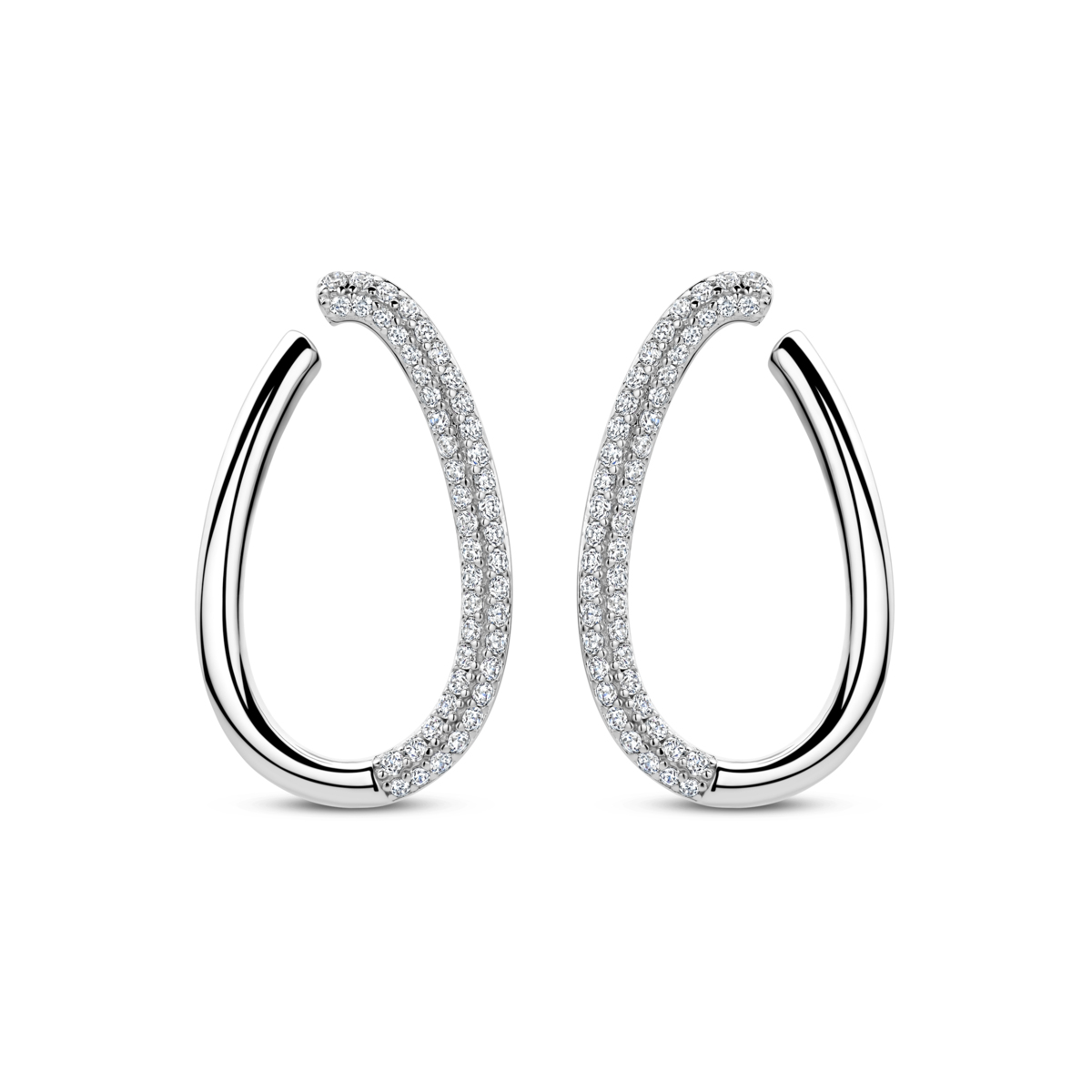 Zilveren oorringen open ovaal + CZ Naiomy