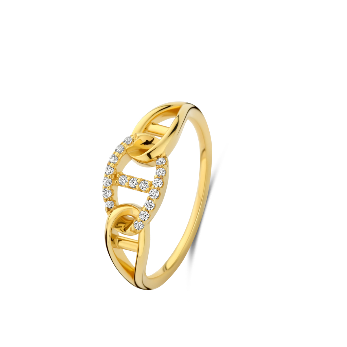 Zilveren geel vergulde ring met Herm&egrave;s schakel Naiomy