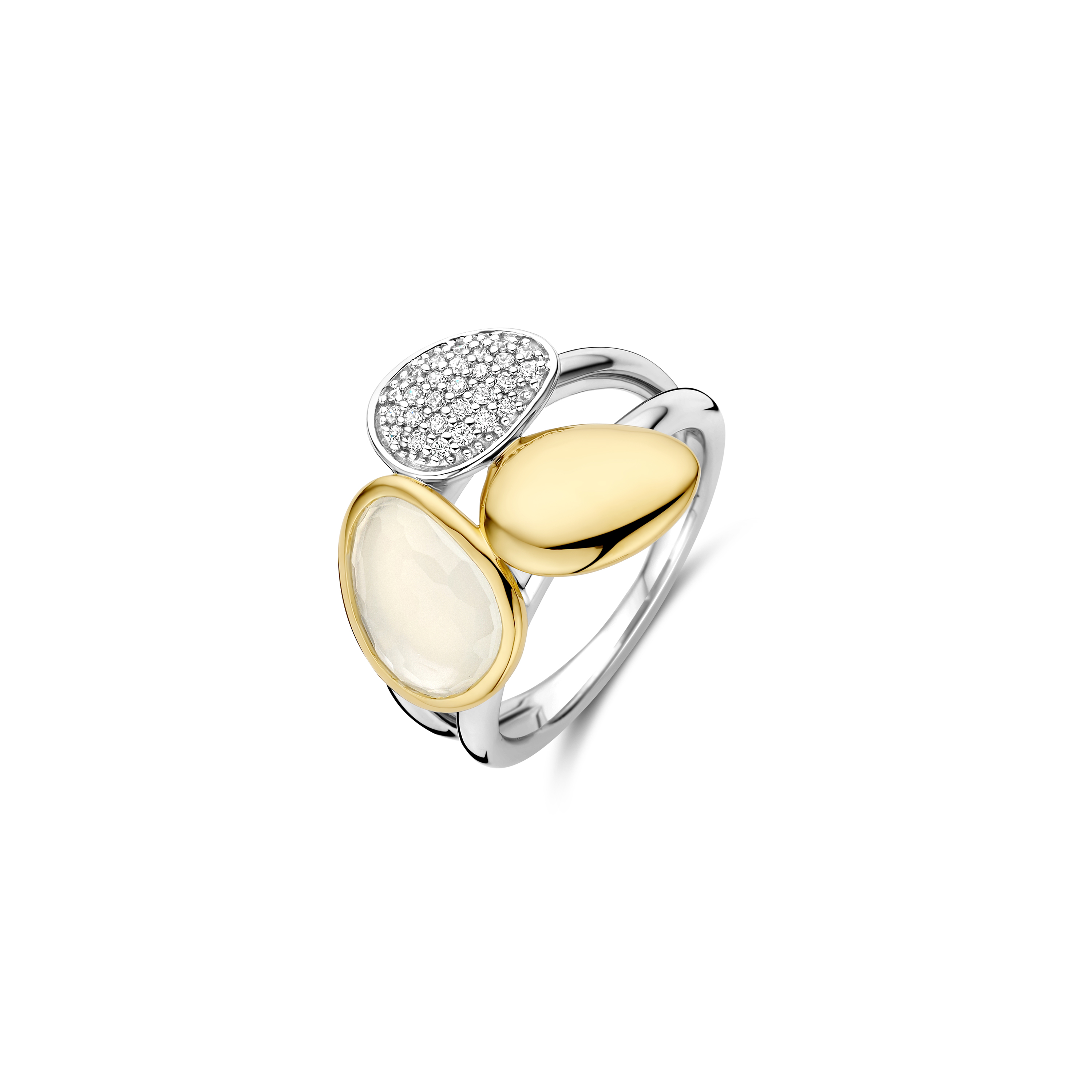 Ti Sento Milano - Bicolor zilveren ring deels verguld en bezet met zirconia's - 12387MW/56