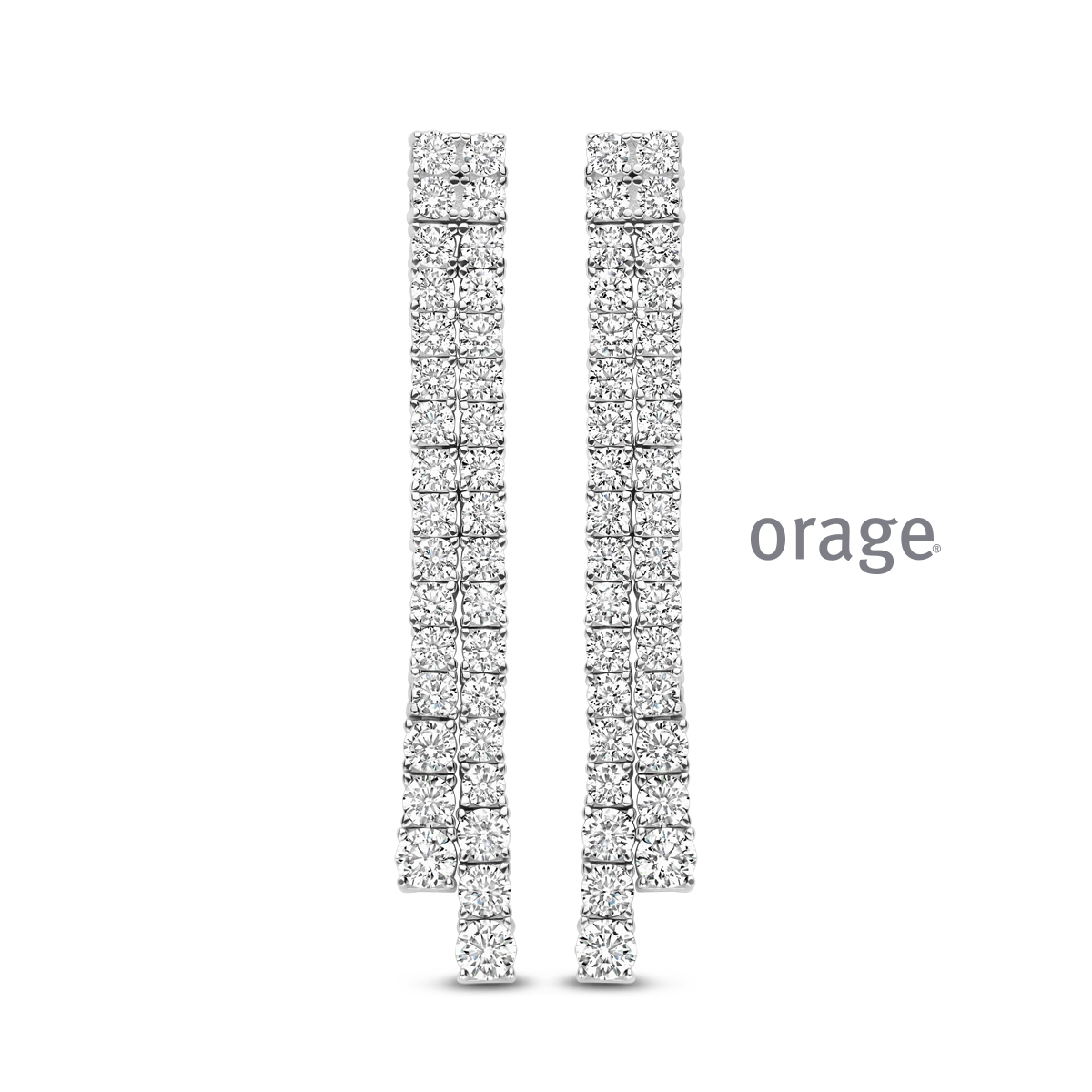 Orage oorslingers zilver met zirkonia steentjes