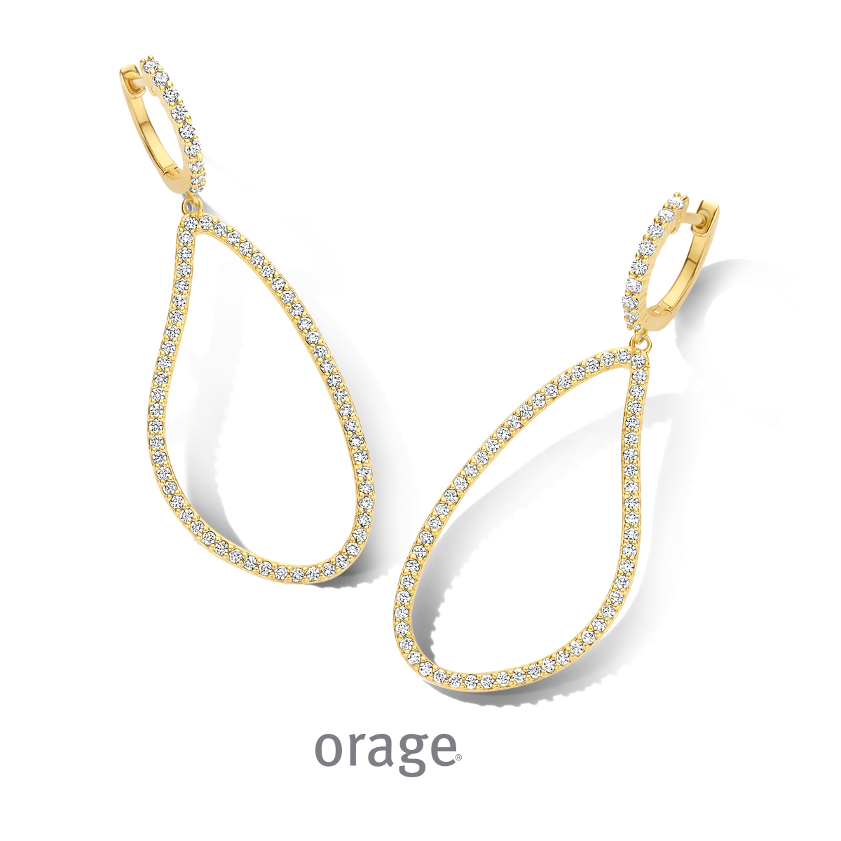 Orage oorhangers verguld geel goud