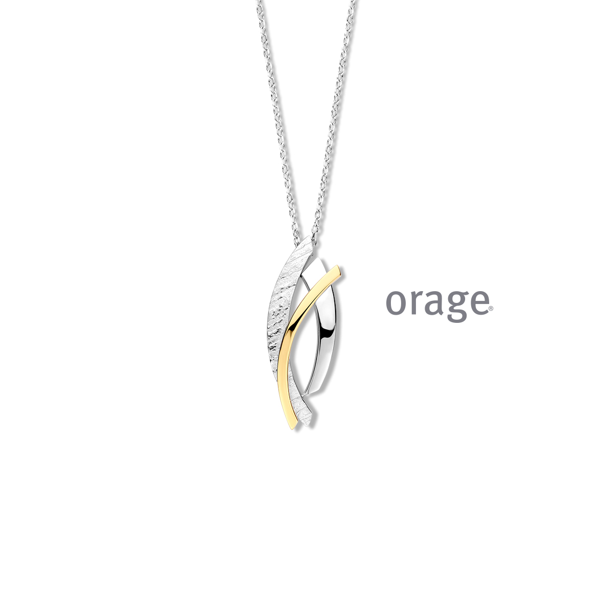 Orage collier zilver bicolor geel 