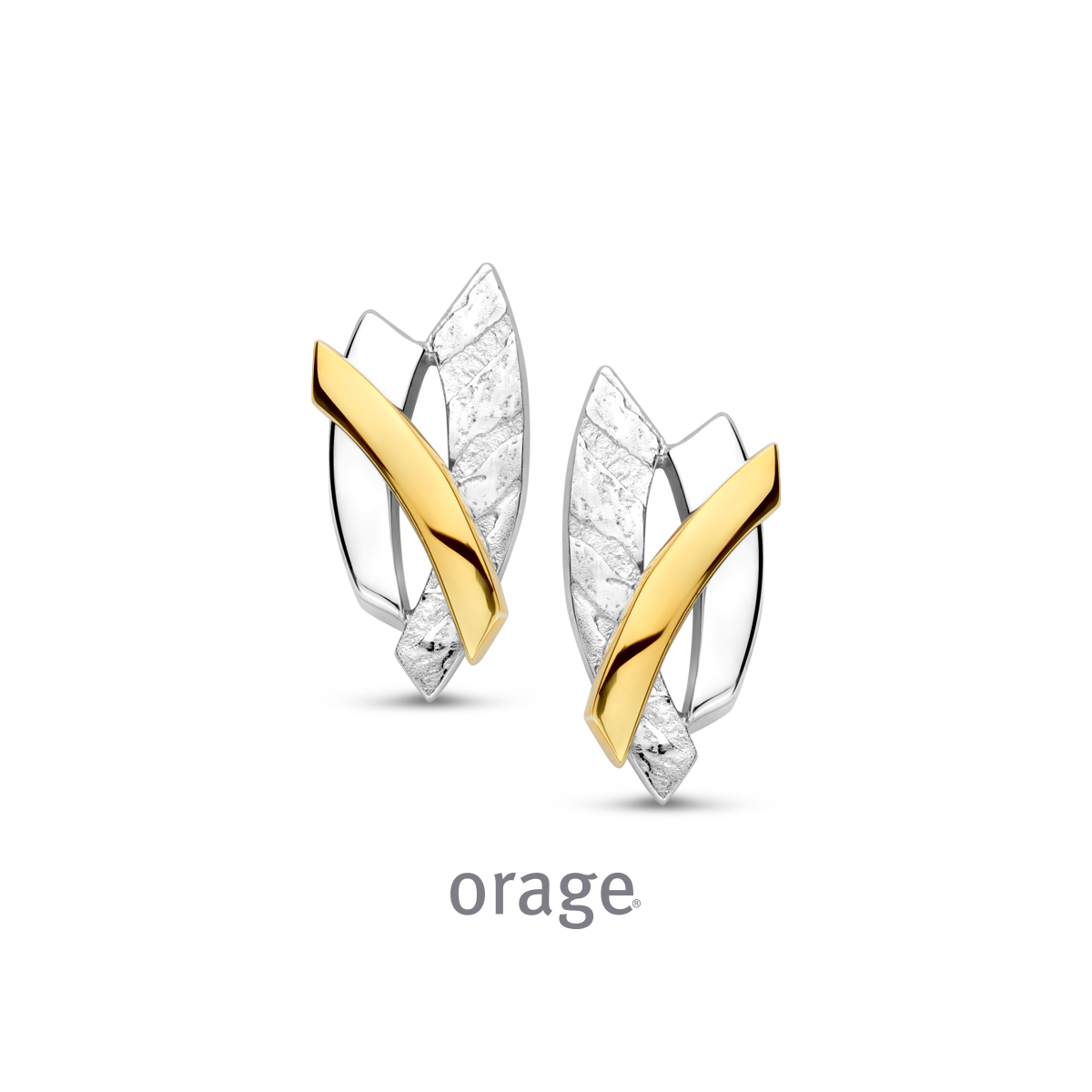 Orage oorstekers zilver bicolor