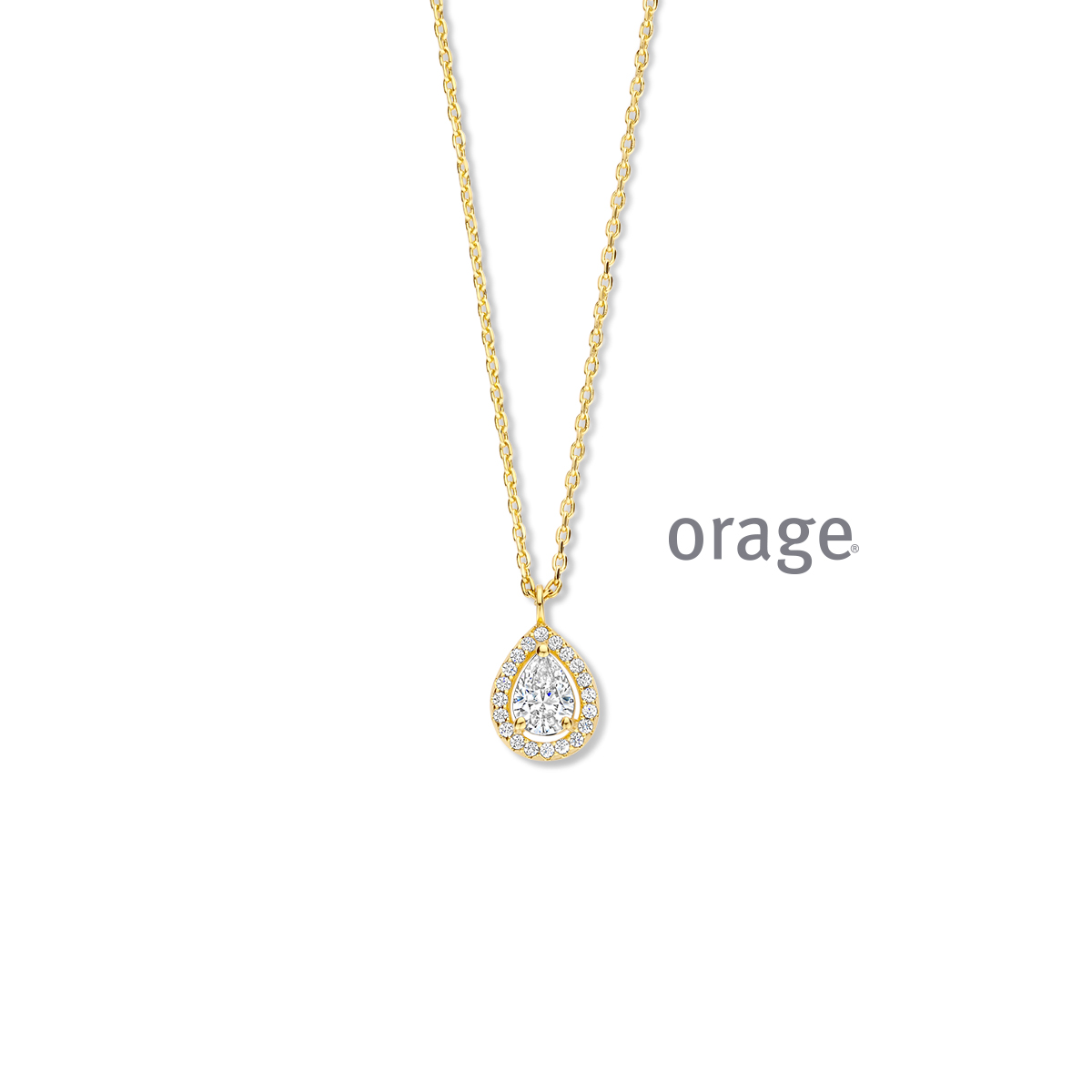 Orage collier verguld geel goud met zirkonia 