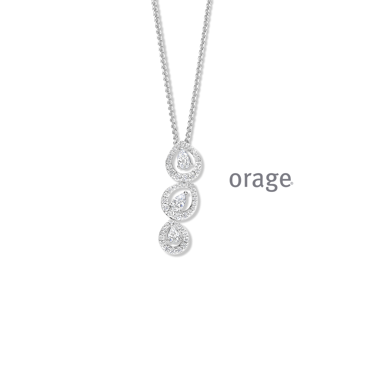 Orage ketting zilver met zirkonia stenen