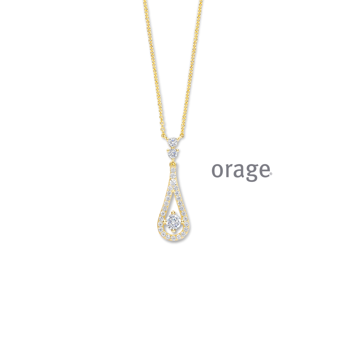 Orage collier verguld geel goud met zirkonia stenen