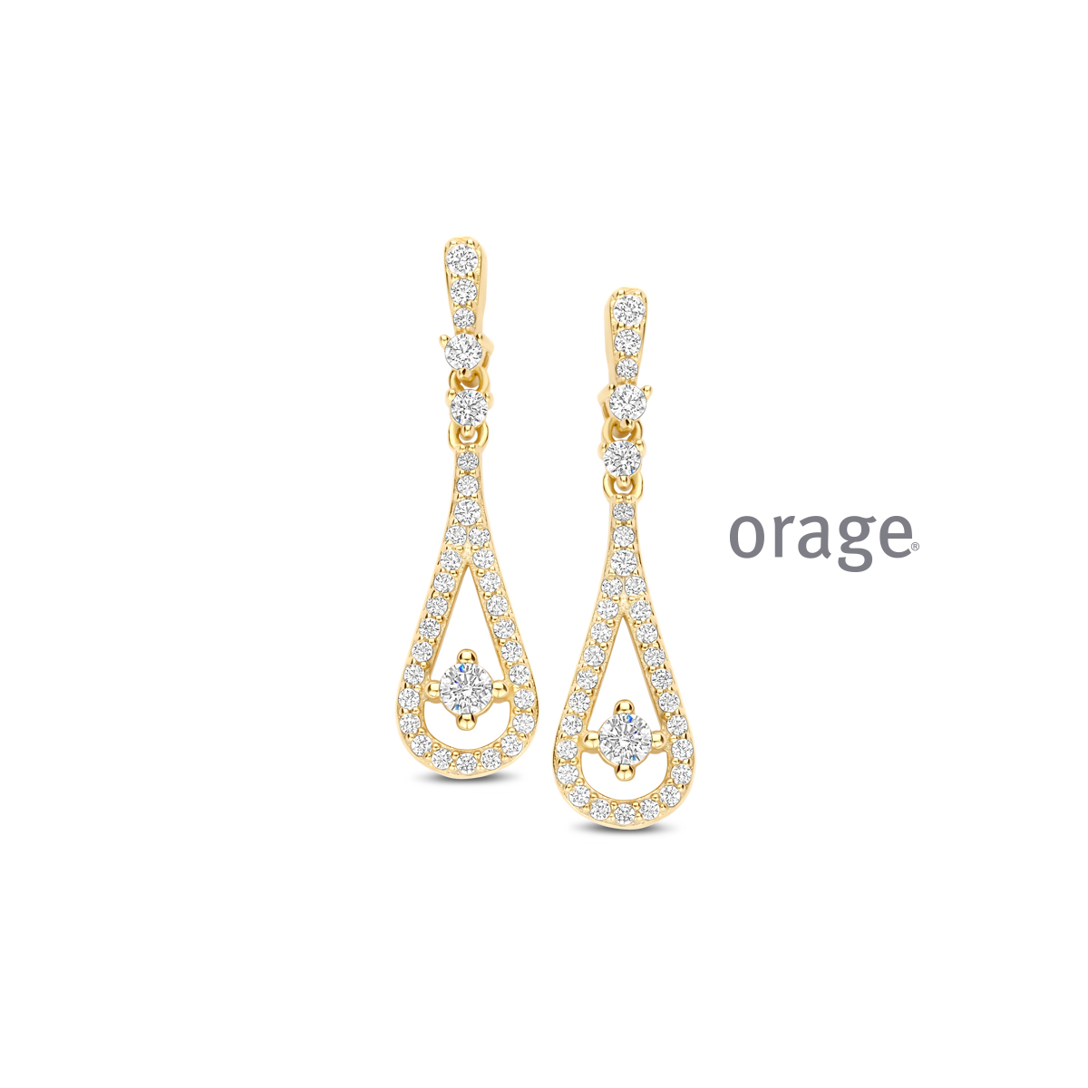 Orage oorhangers verguld geel goud