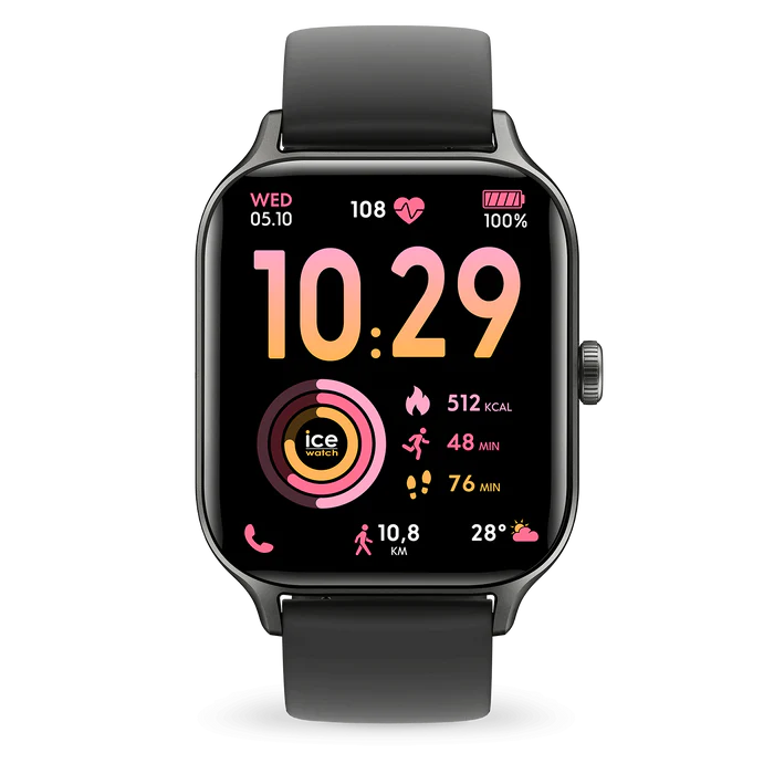 De ICE fit RT 3.0 is het ideale verbonden horloge voor ambitieuze sporters met een passie voor prestaties. Het elegante ontwerp, het heldere AMOLED-scherm, de zwarte siliconen horlogeband en de geavanceerde functies omvatten oproepen, meldingen, gezondheidstracking, ge&iuml;ntegreerde GPS en Strava-compatibiliteit zodat je je prestaties kunt delen. En met zijn waterbestendigheid van 5 ATM is hij zelfs in het zwembad of in de regen bij je. En met 4 GB ingebouwde opslag kun je je favoriete nummers direct vanaf je pols beluisteren terwijl je aan het trainen bent.