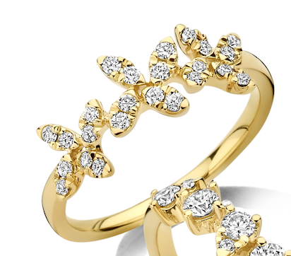 Ring 18 kt geel goud 0.21ct brilj