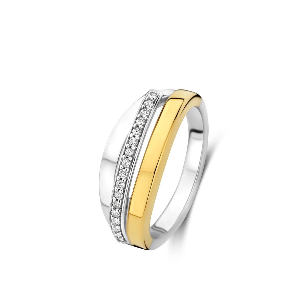 Zilveren bicolor ring + CZ Naiomy