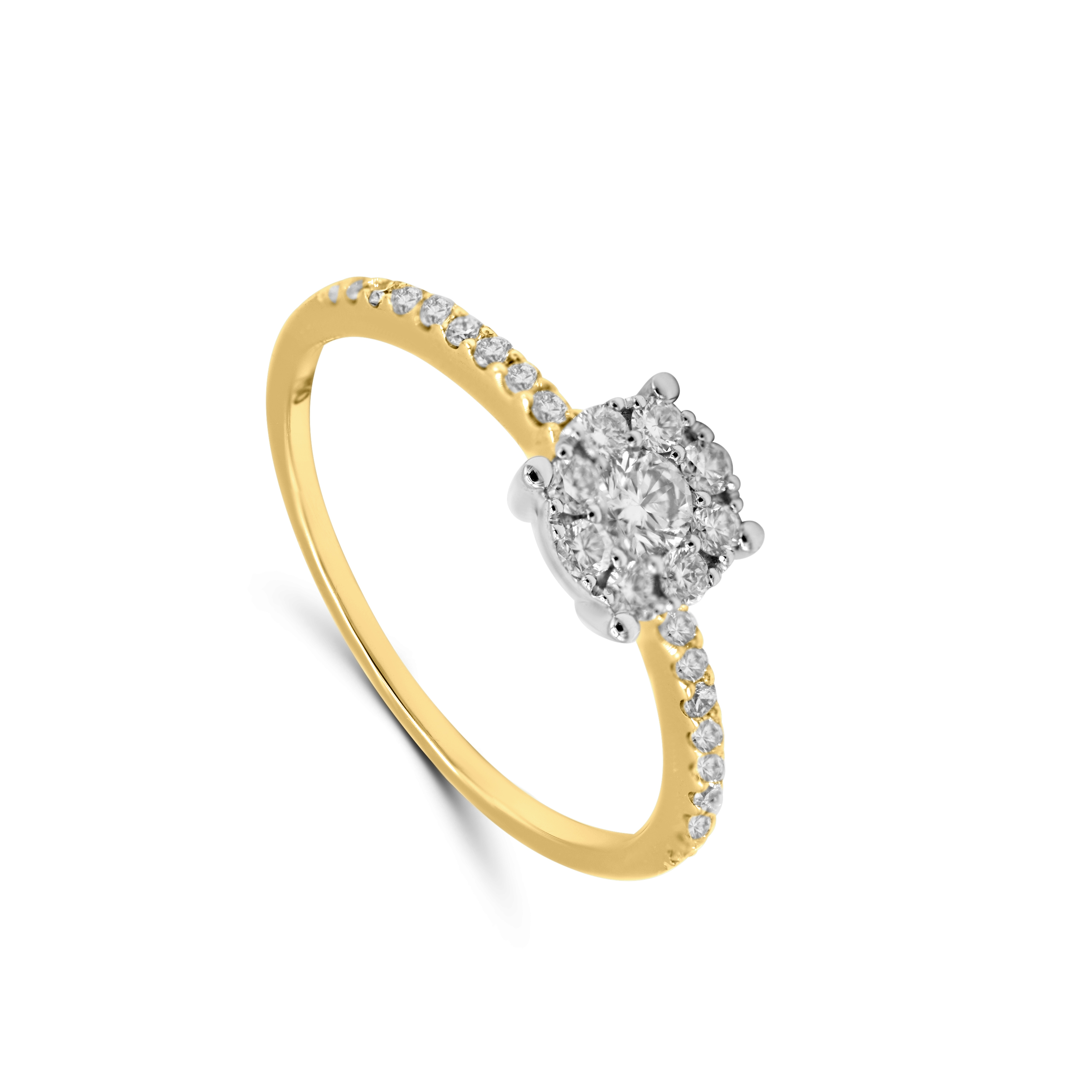 Ring 18 karaat geel goud met natuurlijke briljanten gezet. 0.38ct. Prachtig ring met een groot effect.