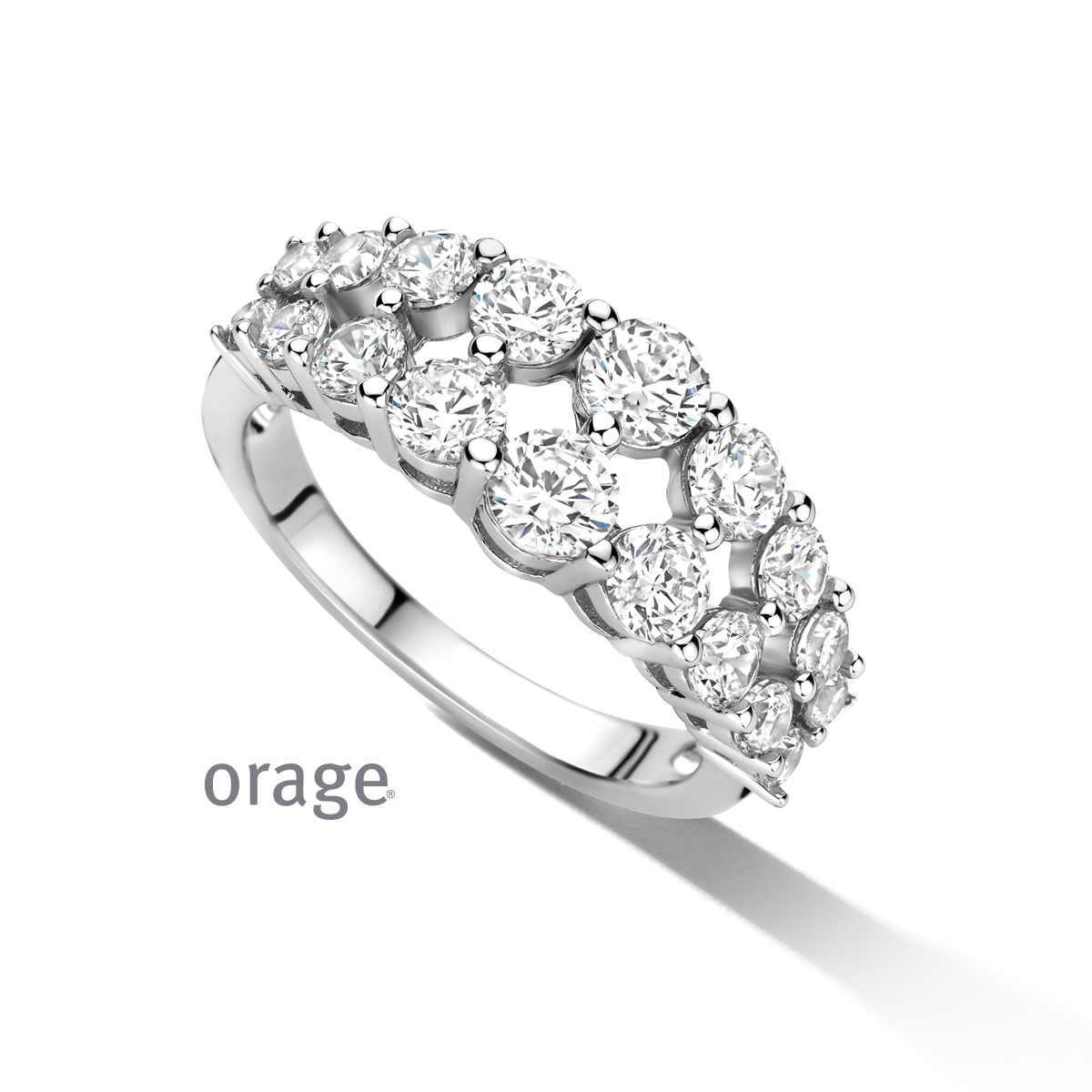 Orage Ring Zilver gezet met zirconia