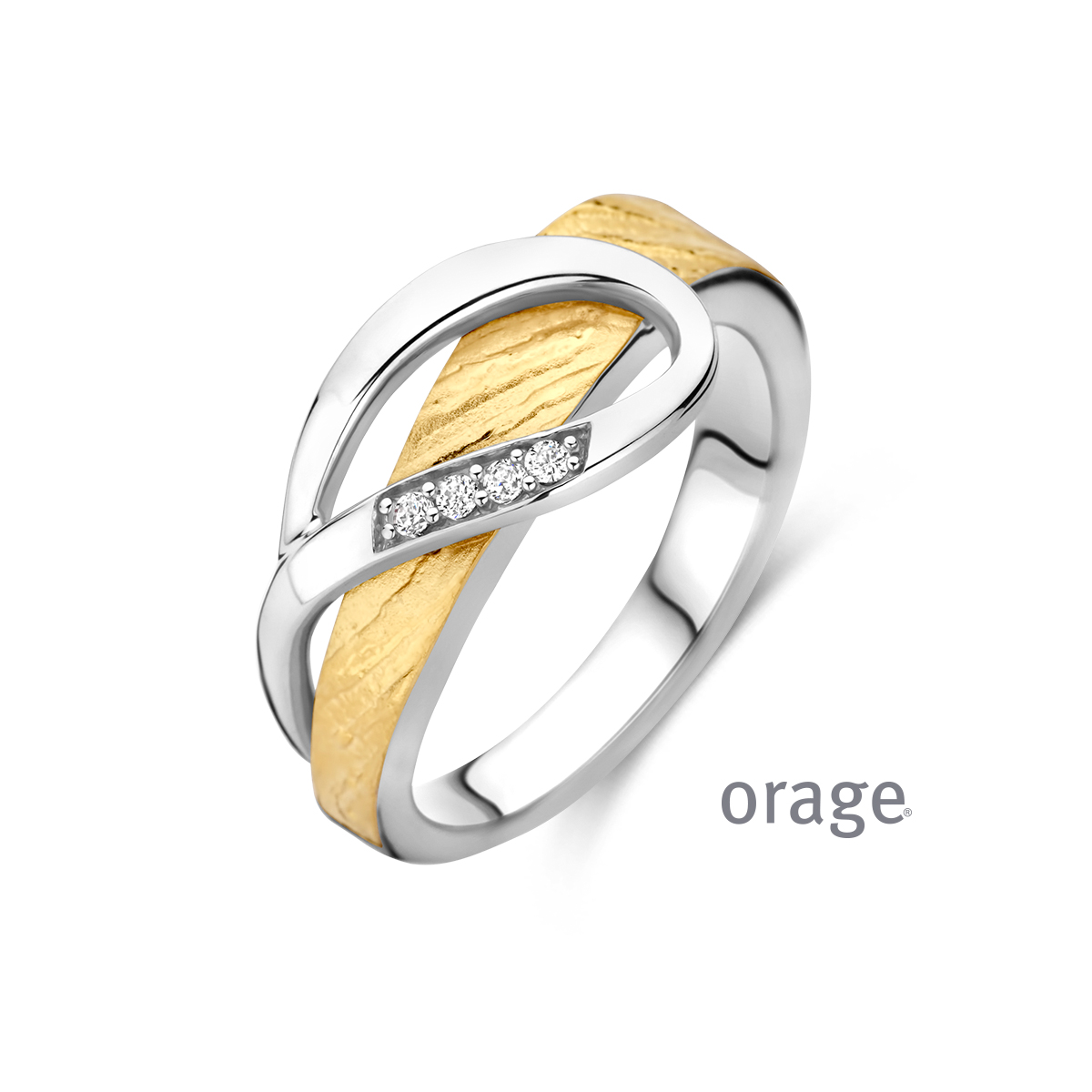 Orage Ring Zilver bicolor met zirconia