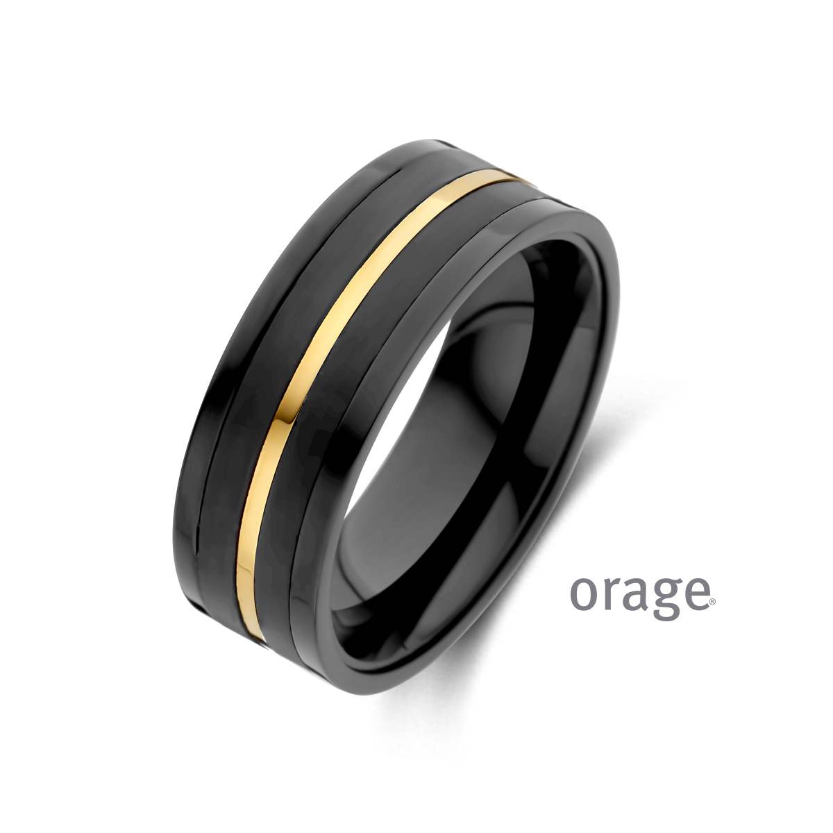 Orage Ring voor Heren in zwart staal