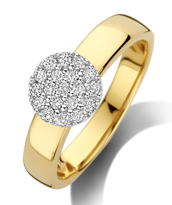 Ring bicolor 18 karaat met 0.22ct natuurlijke brijant gezet. 