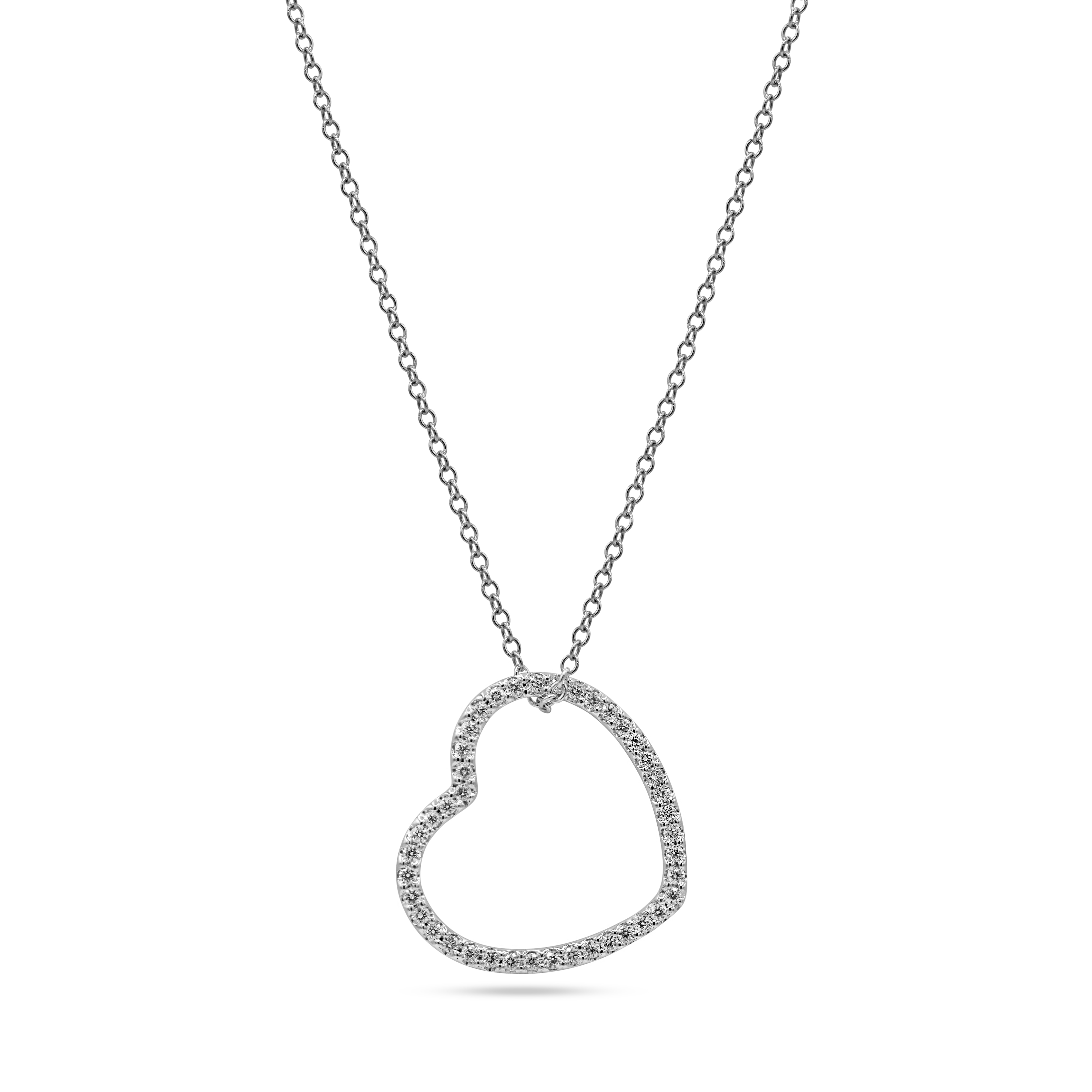 Wit gouden 18 karaat ketting met hartvormig hartje en gezet met 0.13ct natuurlijke briljant. 