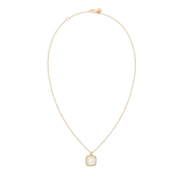 Dit is een collier van het merk Italo Bottene. De kleur van het sieraad is geelgoud. Dit sieraad bevat de edelsteen: parelmoer. De kleur van deze edelsteen is: wit.