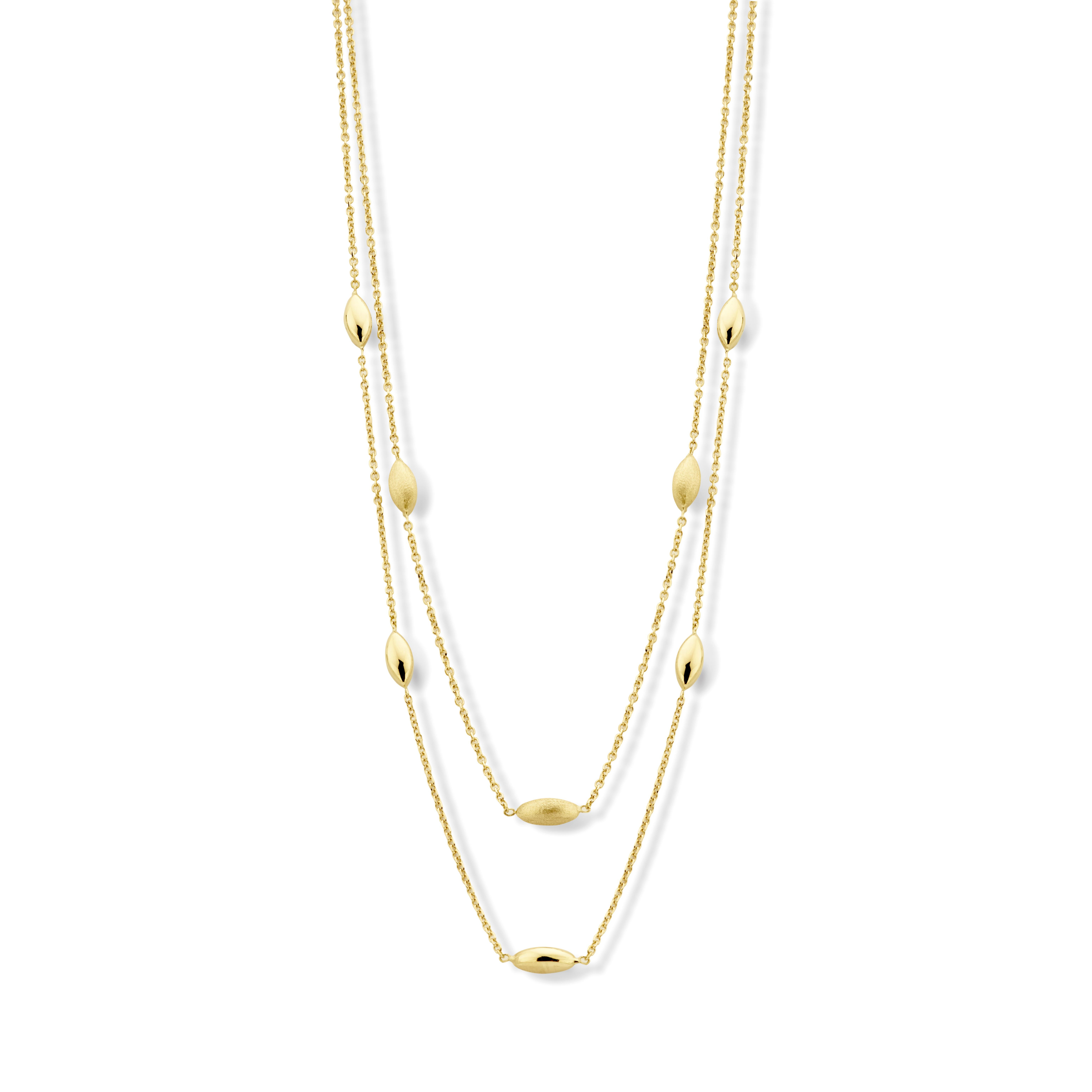 Ketting in 18karaat geel goud mat en blinkend