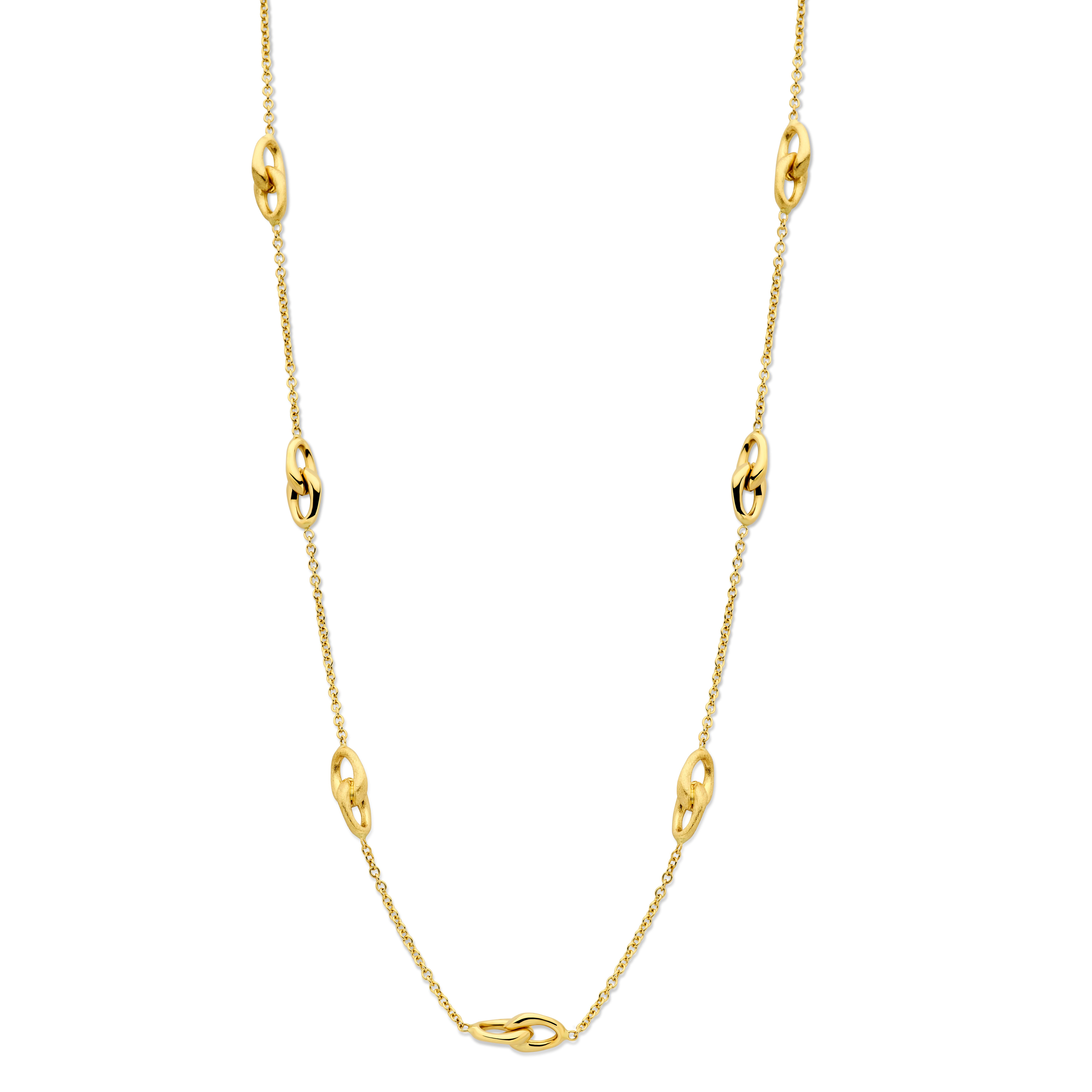 Ketting geel goud 18 karaat met mat en blinkende schakels