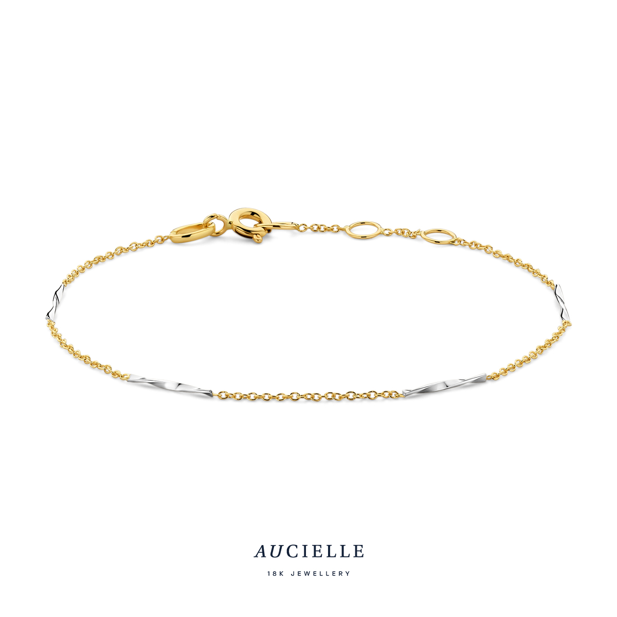 AuCielle Armband goud 18k bicolor - 18cm