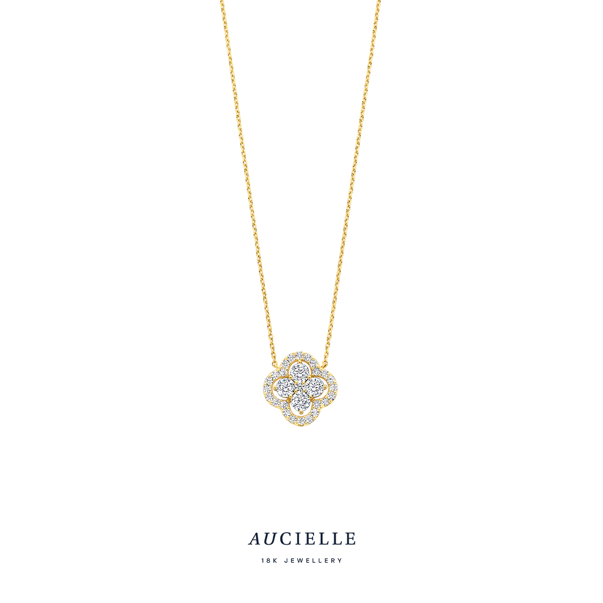 AuCielle Collier goud 18k met zirconia - 45cm