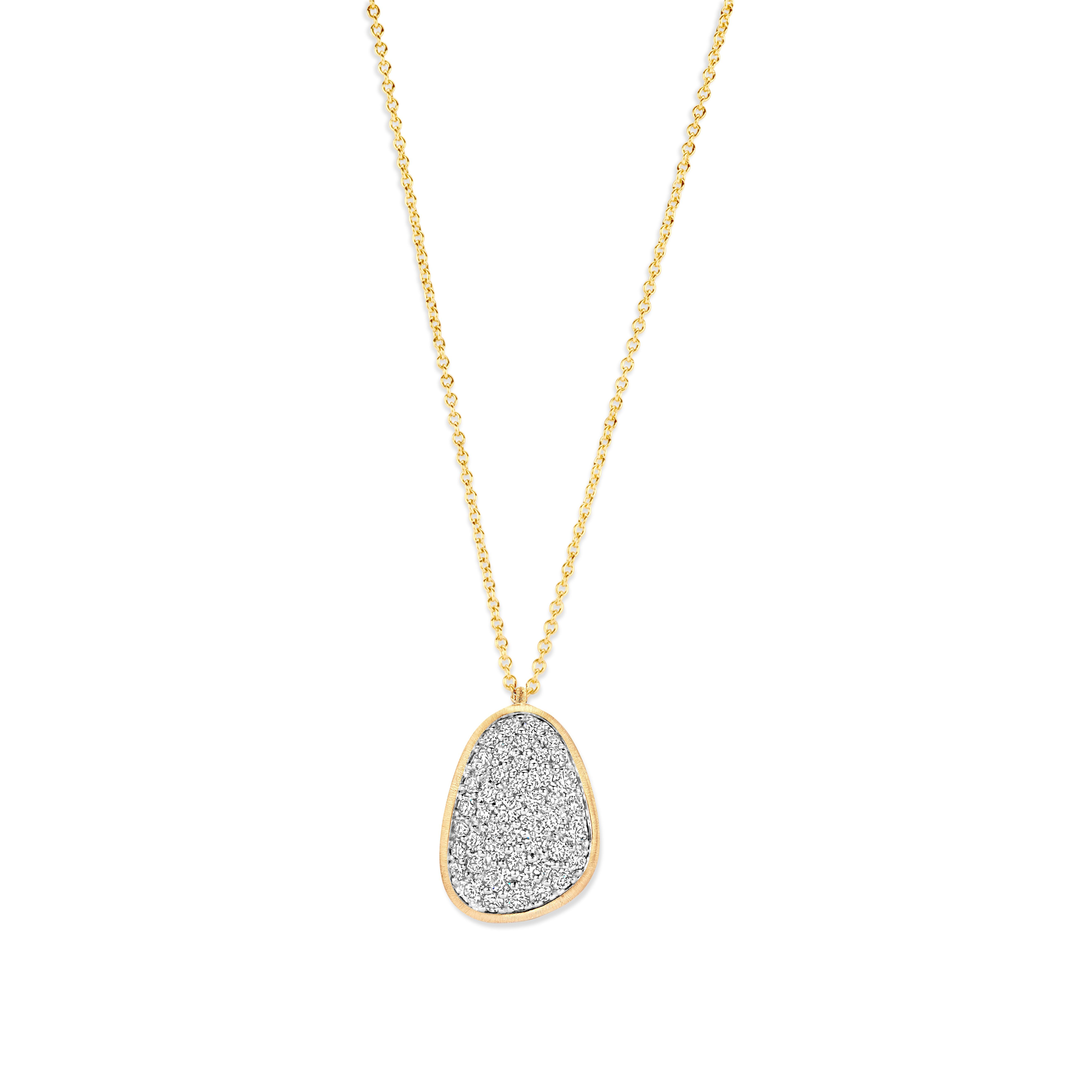 Ketting 18kt geel goud met hanger mat gezet en gezet met 0.60ct natuurlijke briljant. 
