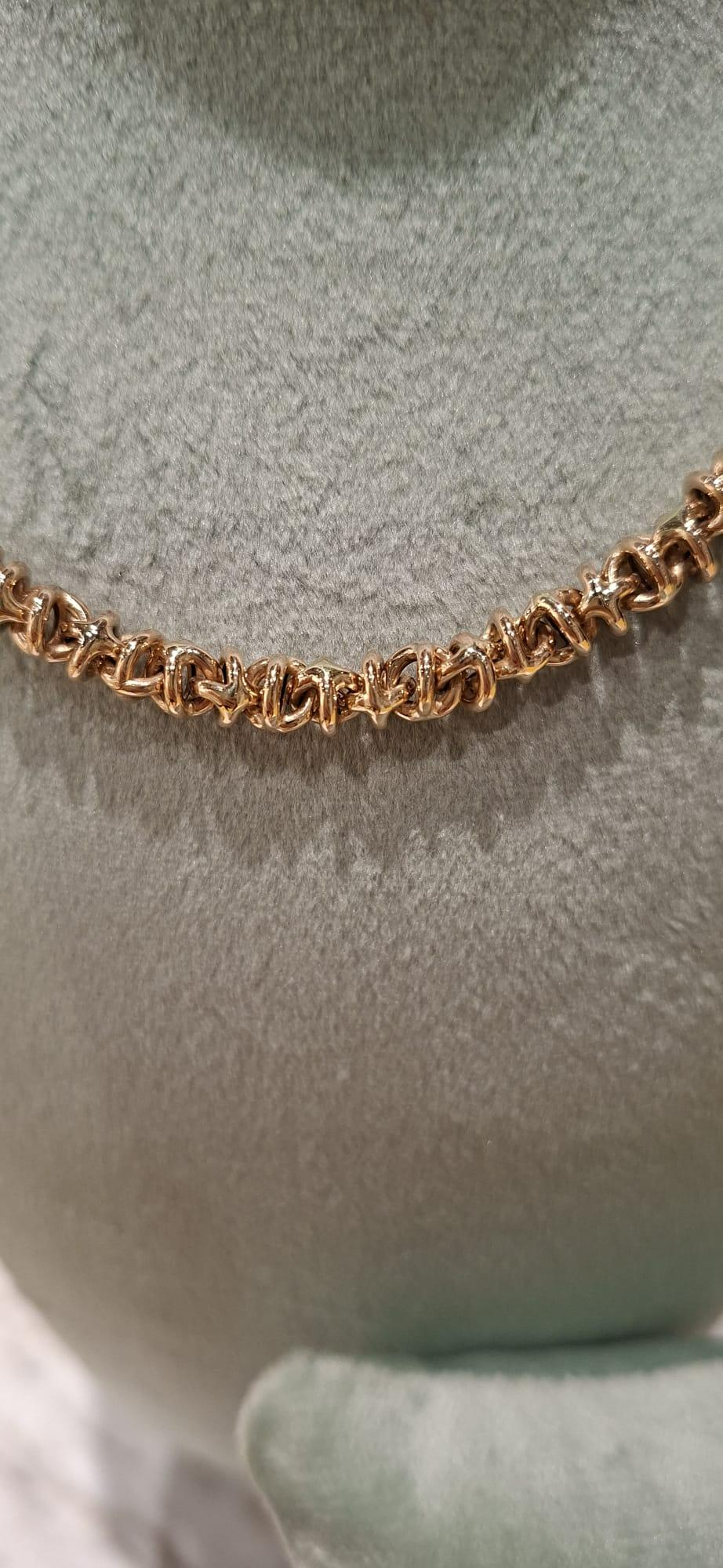 OCC-ROS&Eacute;COLL. Ros&eacute;gouden collier occasion fantasie schakel. 45cm/5mm. 