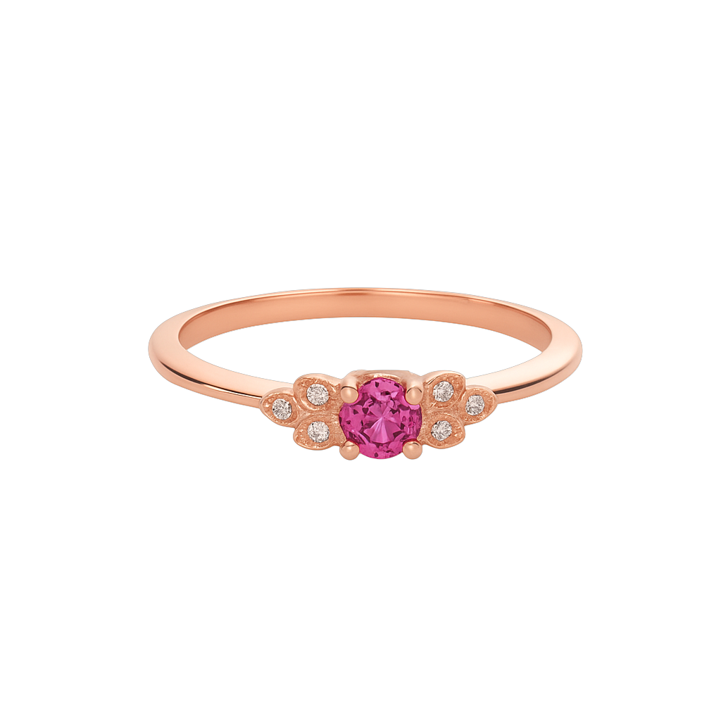 Miss Spring ring Roze - tourmalijn & Diamant  6/0,03ct. 

Dit is Jasmine, ik denk een van de allermooiste ringen die wij in onze collectie hebben. Ze komt uit the Duchess collectie en is heerlijk romantisch en echt een juweel. Verkrijgbaar in alle kleurtjes goud, handgemaakt van 14kts verantwoord en eerlijk goud. De middensteen is verkrijgbaar in een Groene Tourmaline, Aquamarijn, Roze Tourmaline en een London Blue Topaas. Mooi hè? 