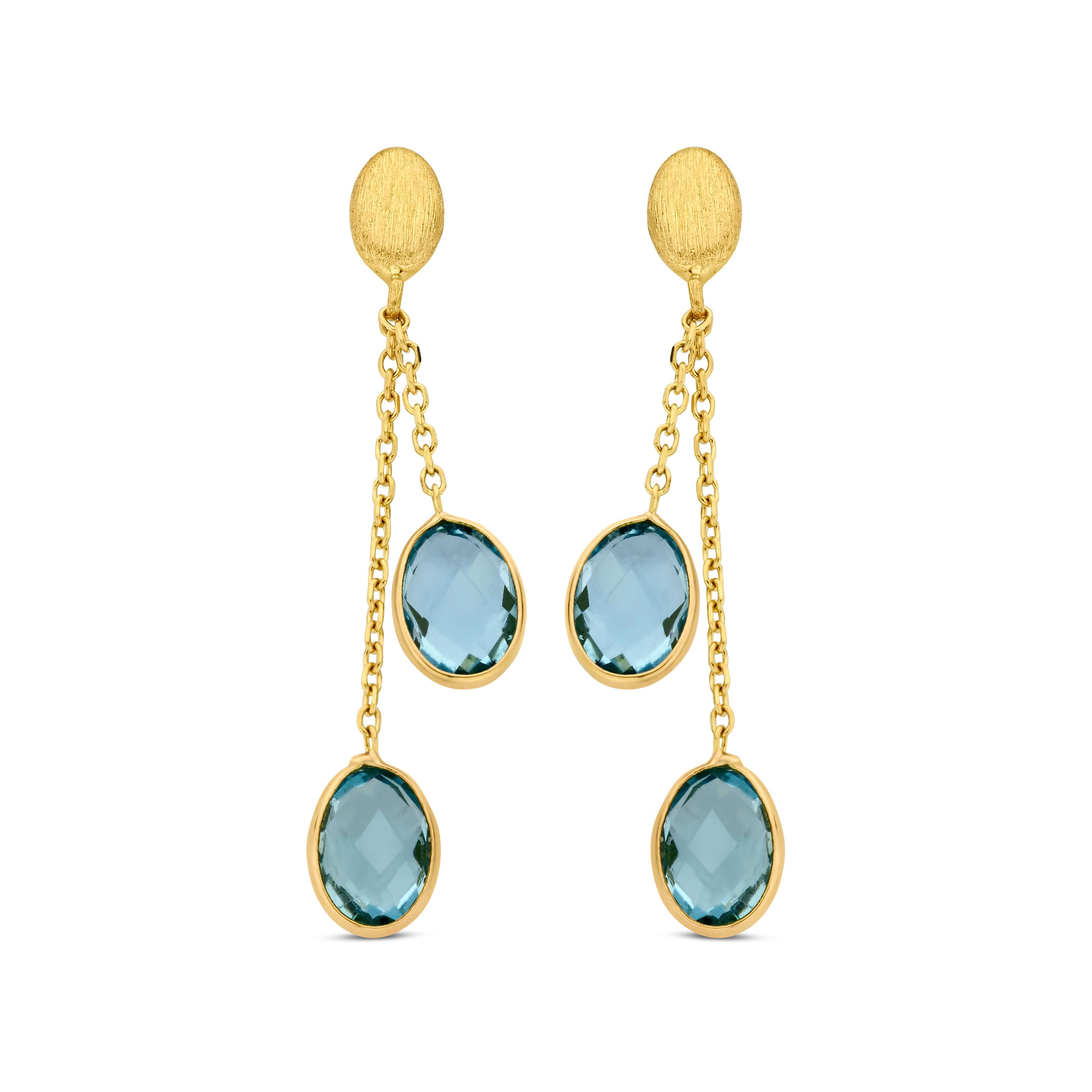 Oorbezllen slingers 18 karaat met topaas