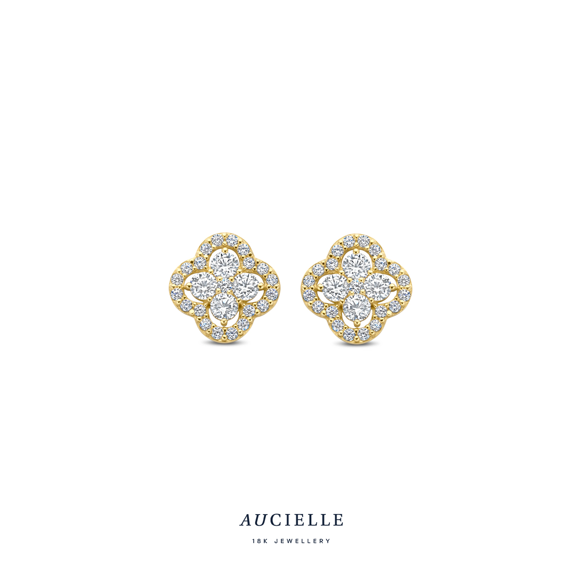 AuCielle Oorstekers goud 18k gezet met zirconia