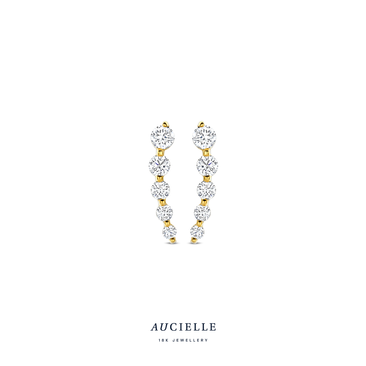 AuCielle Oorstekers goud 18k met zirconia