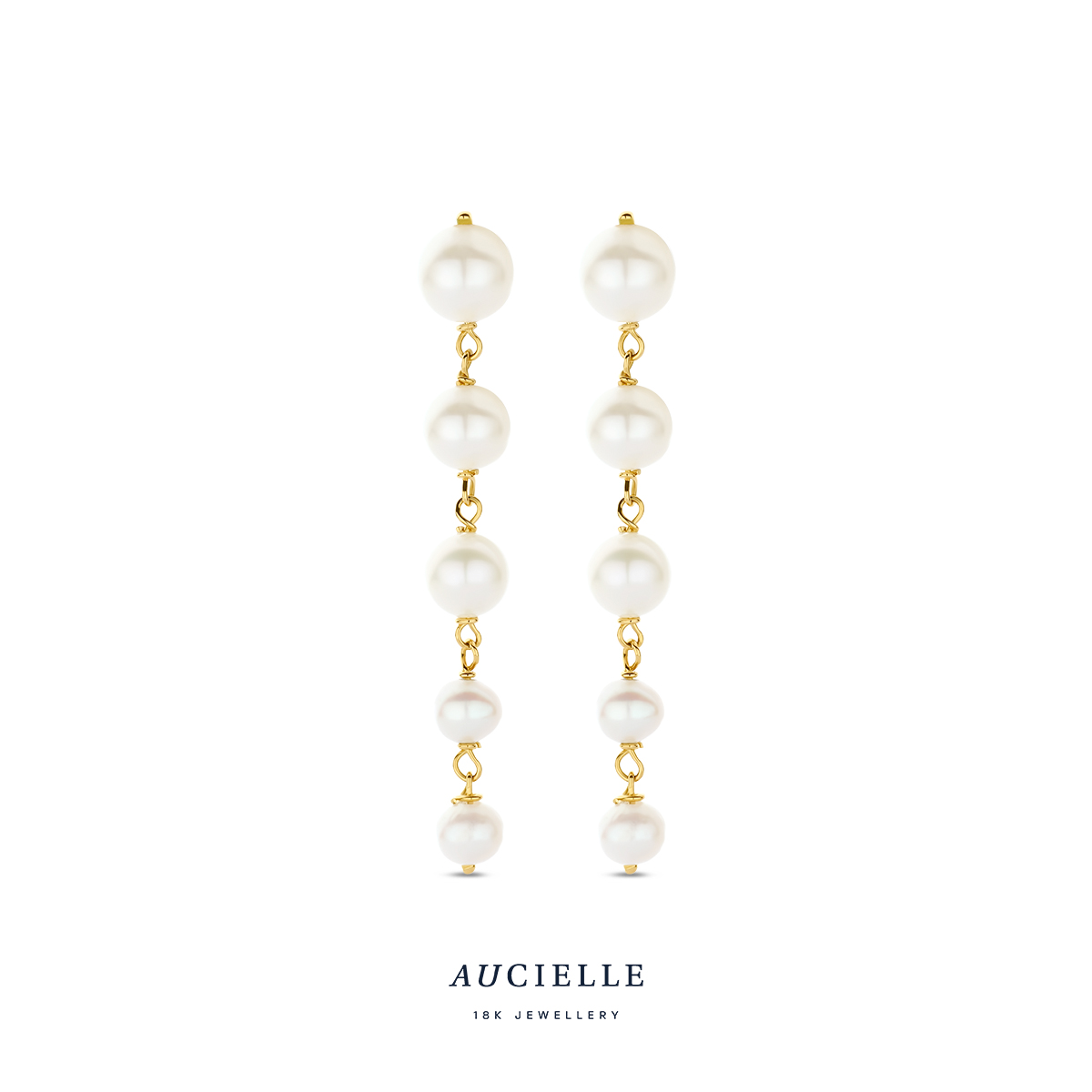 AuCielle Oorslingers goud 18k met parels