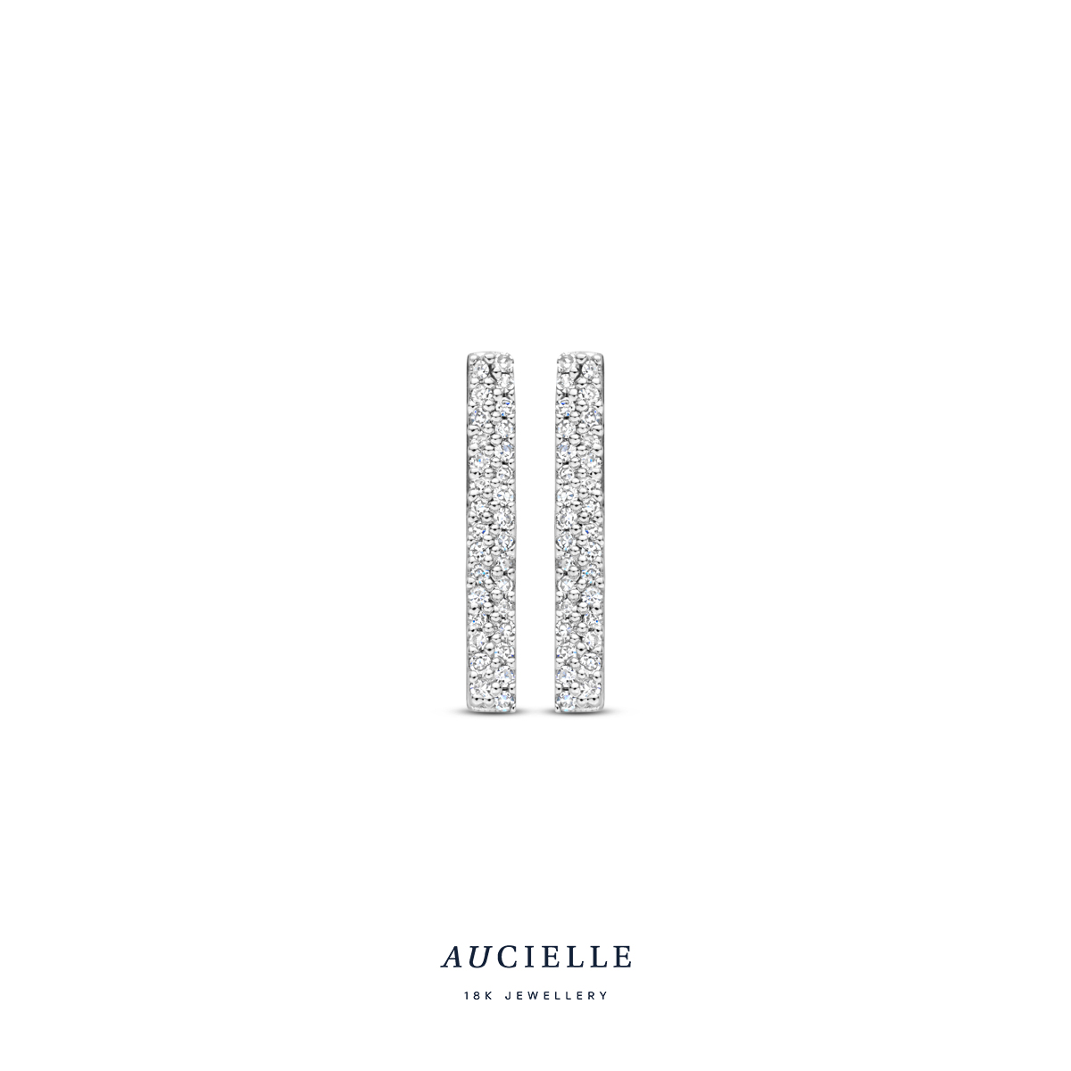 Aucille Oorstekers staafjes goud 18k gezet met briljant