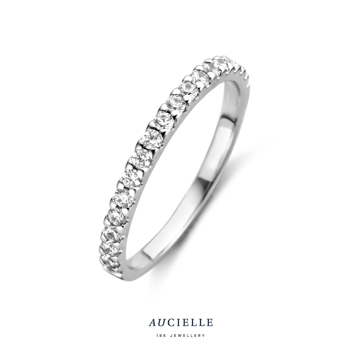 Aucielle ring wit goud 18k met zirkonia steentjes