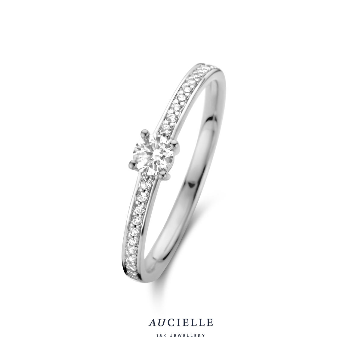 Aucielle ring wit goud 18k met zirkonia steentjes