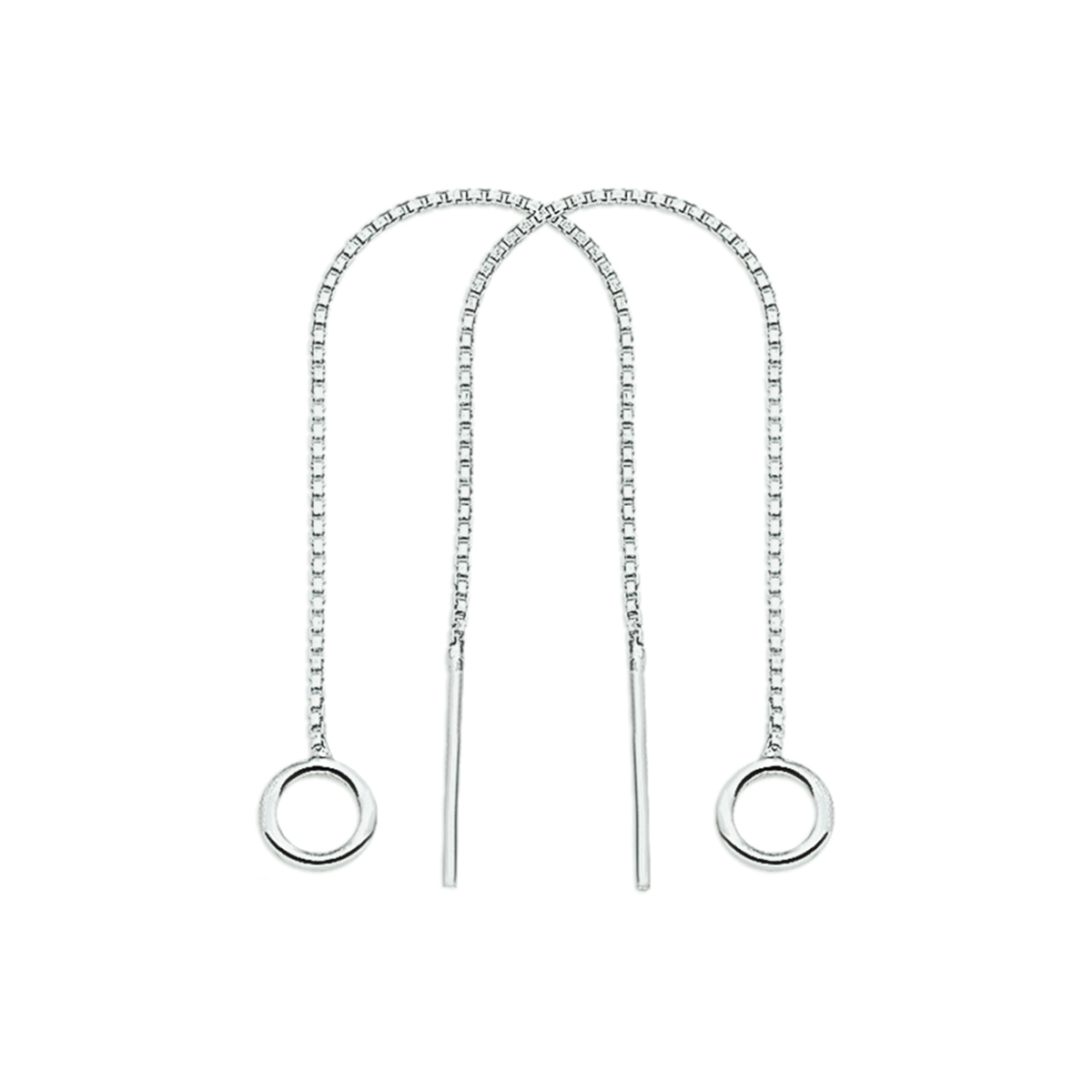 Zilveren doortrekoorbellen.