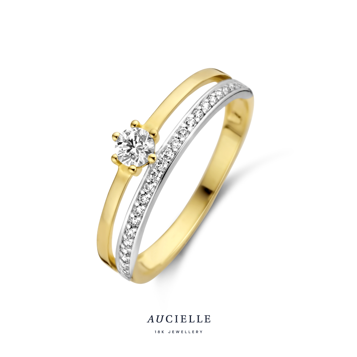 Aucielle ring goud 18 k met zirkonia steentjes