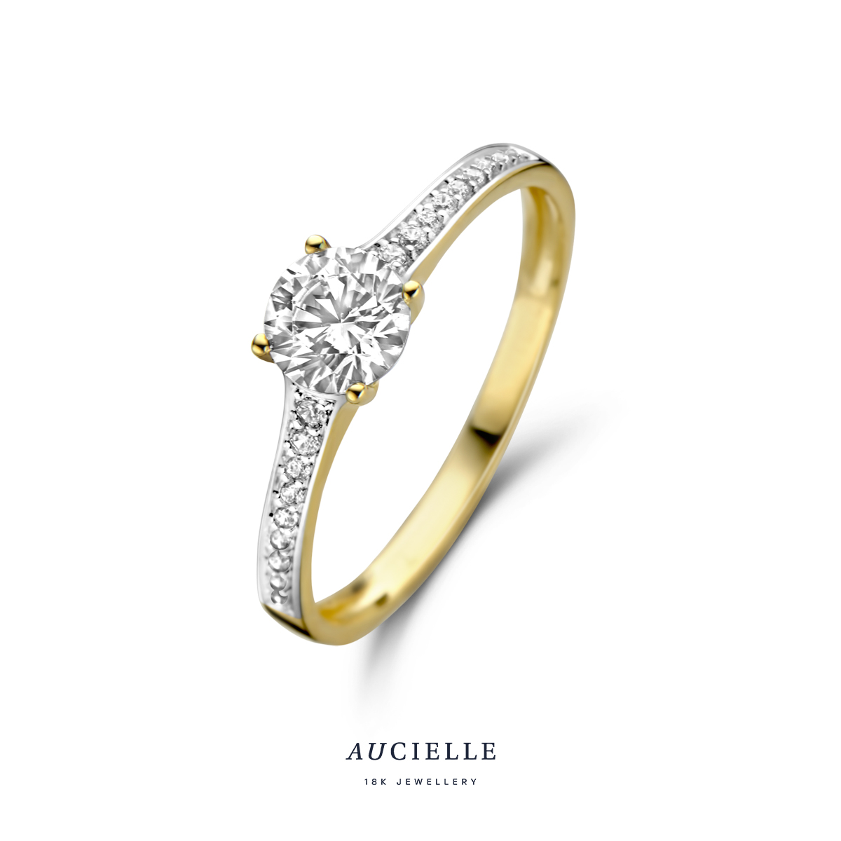 Aucielle ring goud 18k met zirkonia steentjes