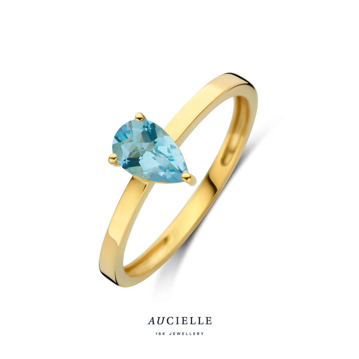 Aucielle ring goud 18k met blauwe topaas