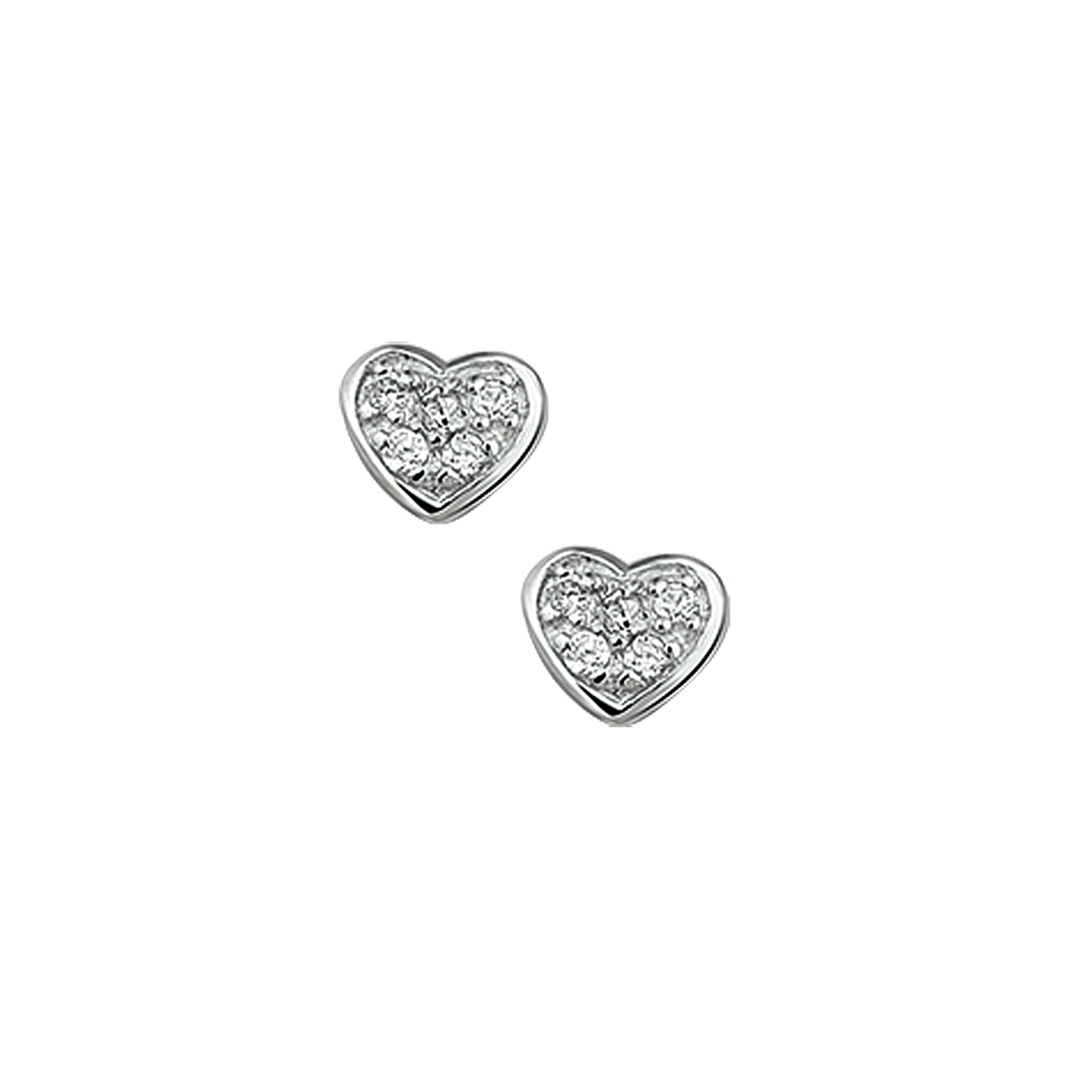 Deze elegante zilveren gerhodineerde oorknoppen met een hart en zirkonia hebben een afmeting van 5.5 x 6 mm.