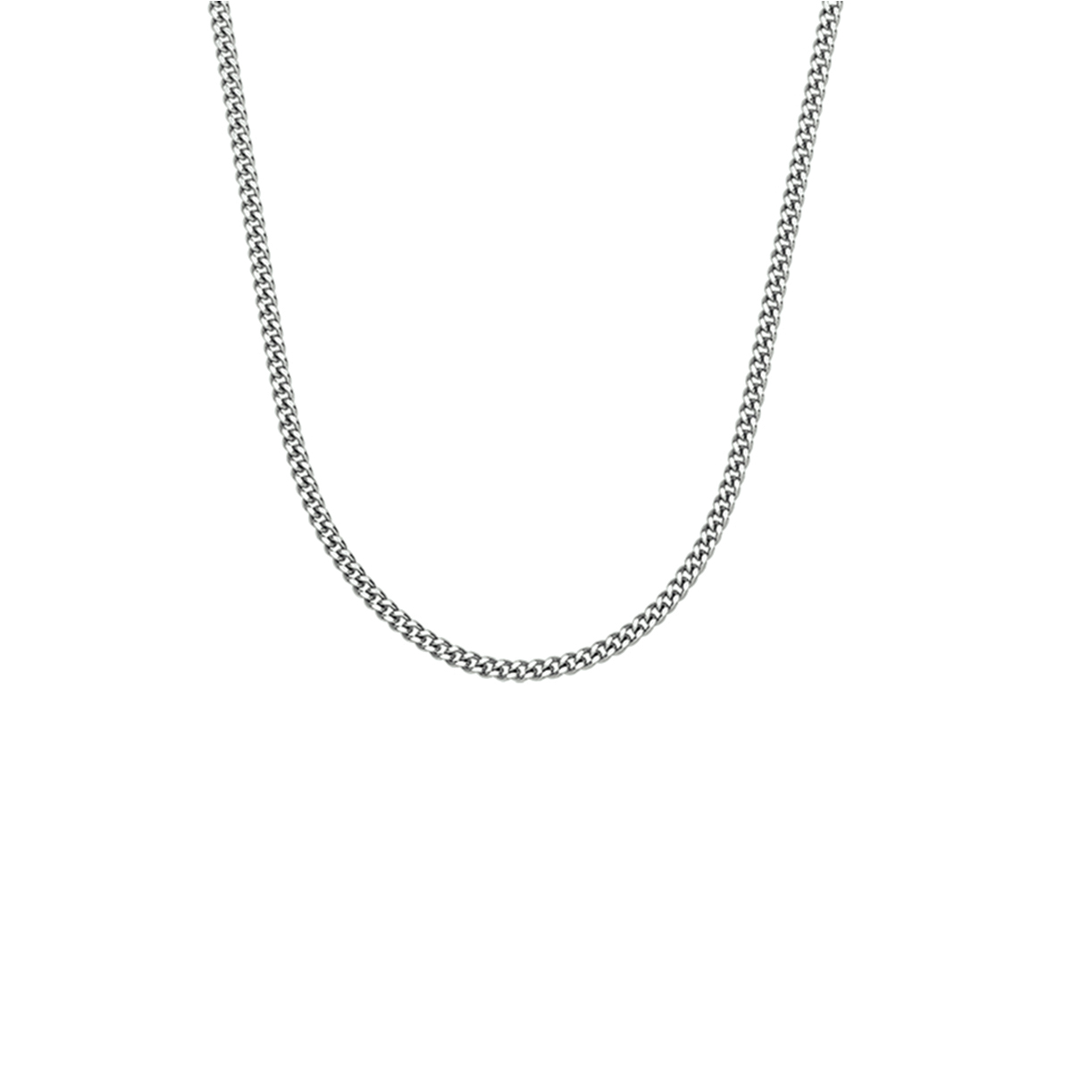 Gerhodineerd zilveren gourmette collier met een draaglengte van 36cm en een extensie van 4cm. Uitgevoerd met een karabijn sluiting. De schakelbreedte is 1.4mm.