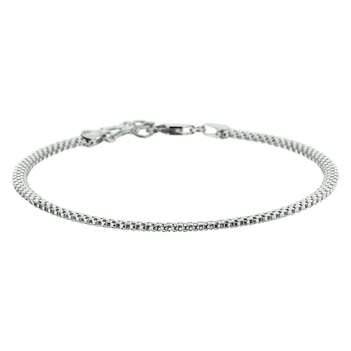 Gerhodineerd zilveren armband met bismarck of ook wel popcorn schakel. Lengte 18+2cm